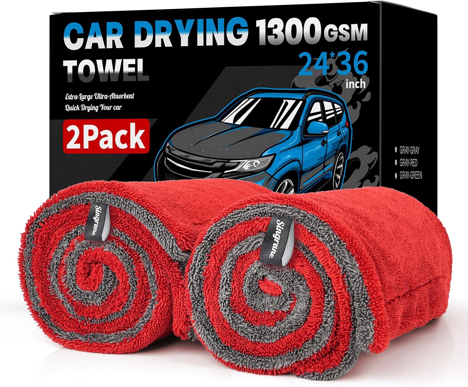 Detalle de Singrune 2 Pack XL 24"x36" Drying Towel