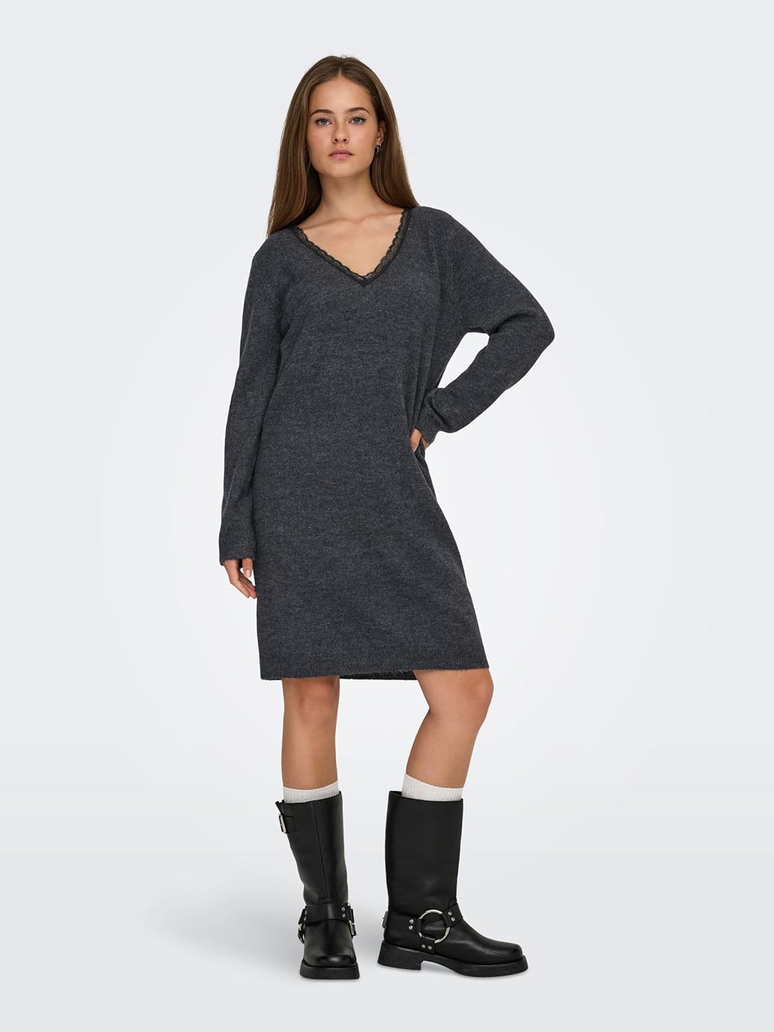 Thumbnail 4 de ONLY Onltammy Ls Revers Lace Dress : robe midi à manches longues et col V