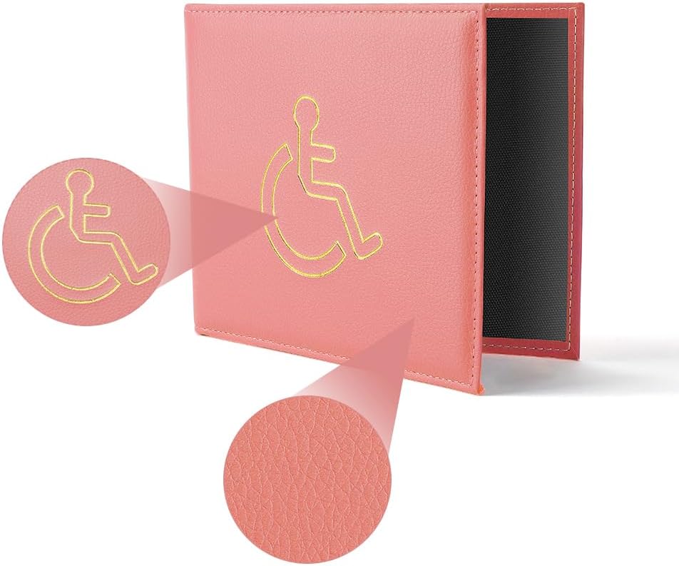 Detalle 2 de Vicloon Disabled Badge and Timer Holder – PU Leather, Blue/Orange, 16.8×13.5 cm