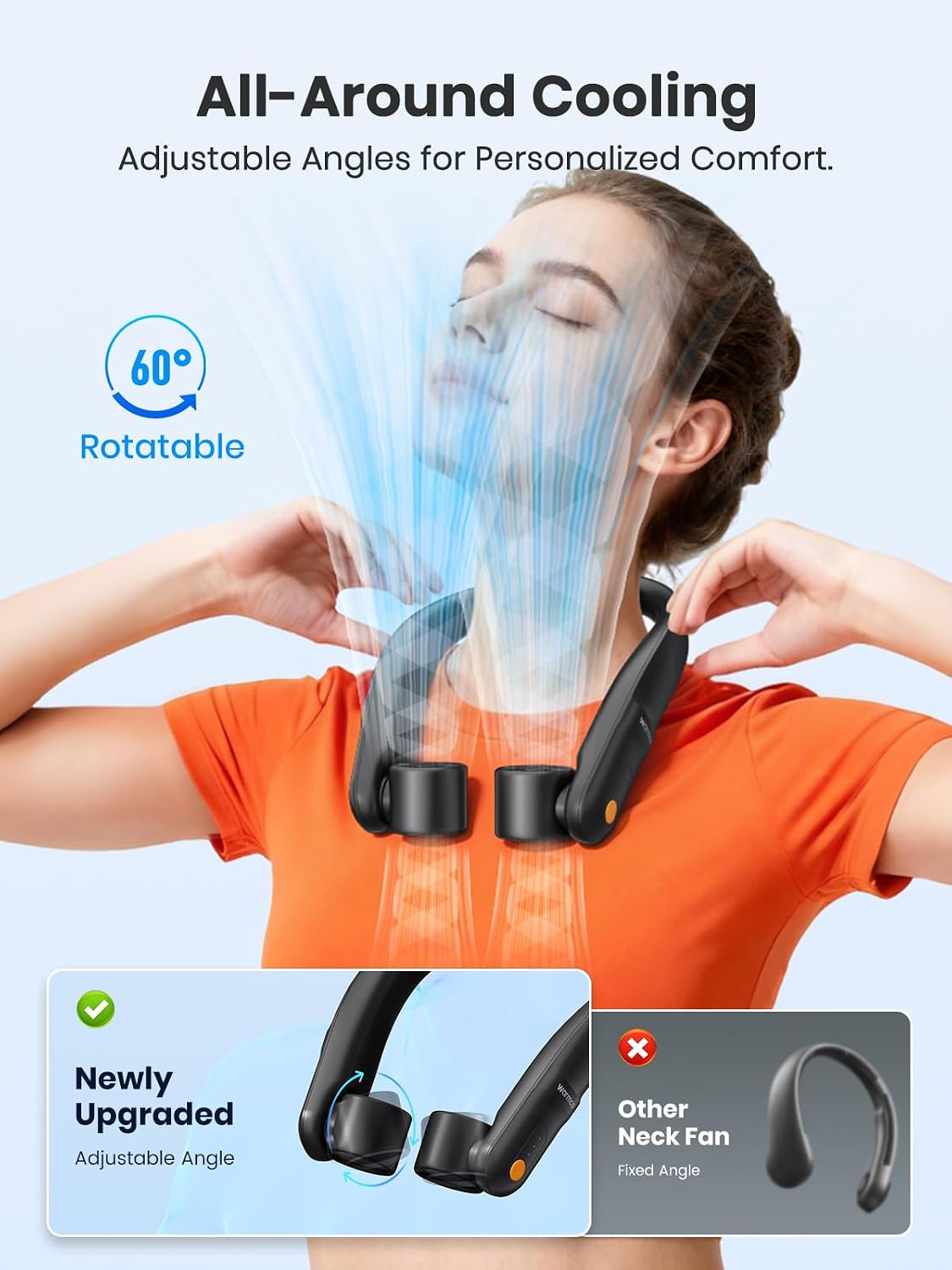 Detalle 2 de Warmco N4 5200mAh Rechargeable Neck Fan – The practical hands-free cooling companion