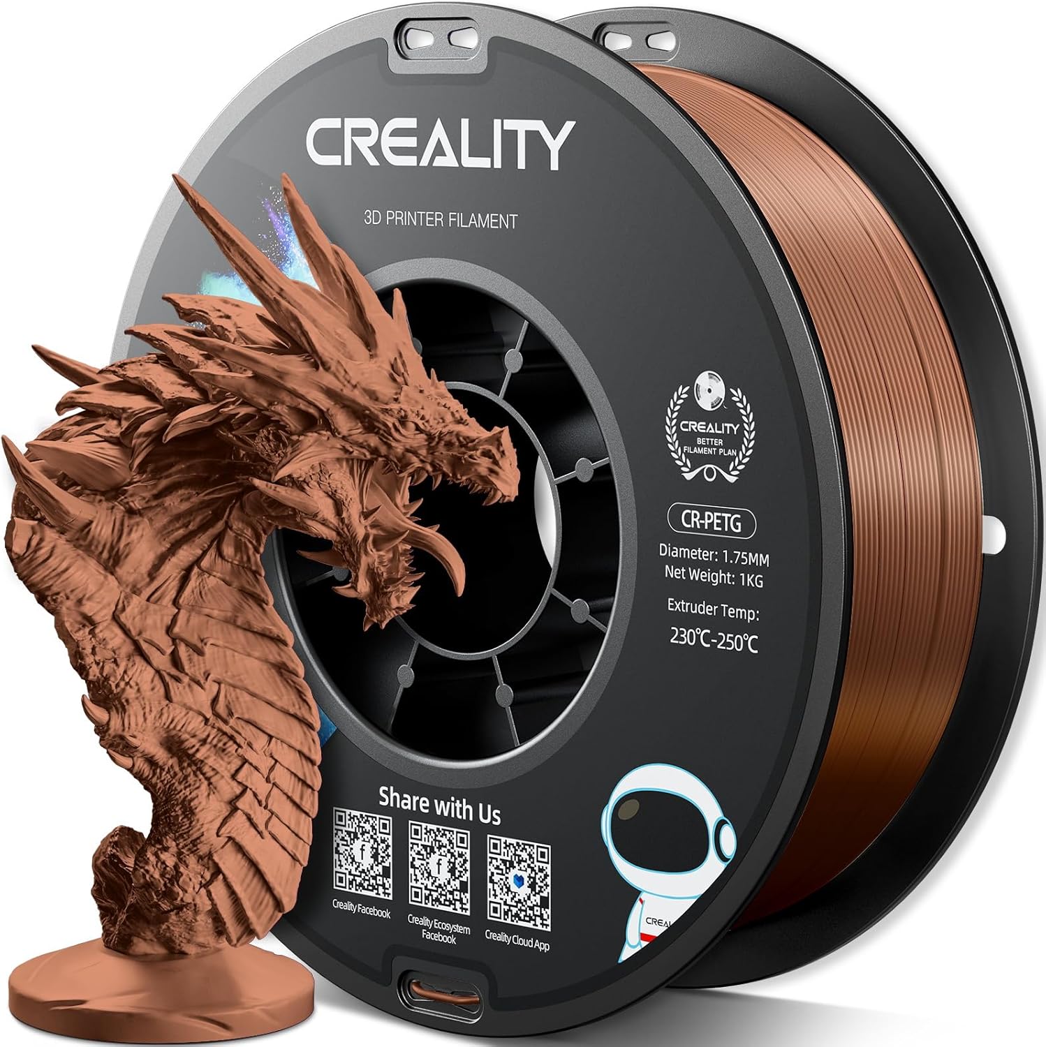 Thumbnail 6 de Creality PETG Filament 1.75mm (4kg total) – White, high-precision, low-odour PETG for FDM printing