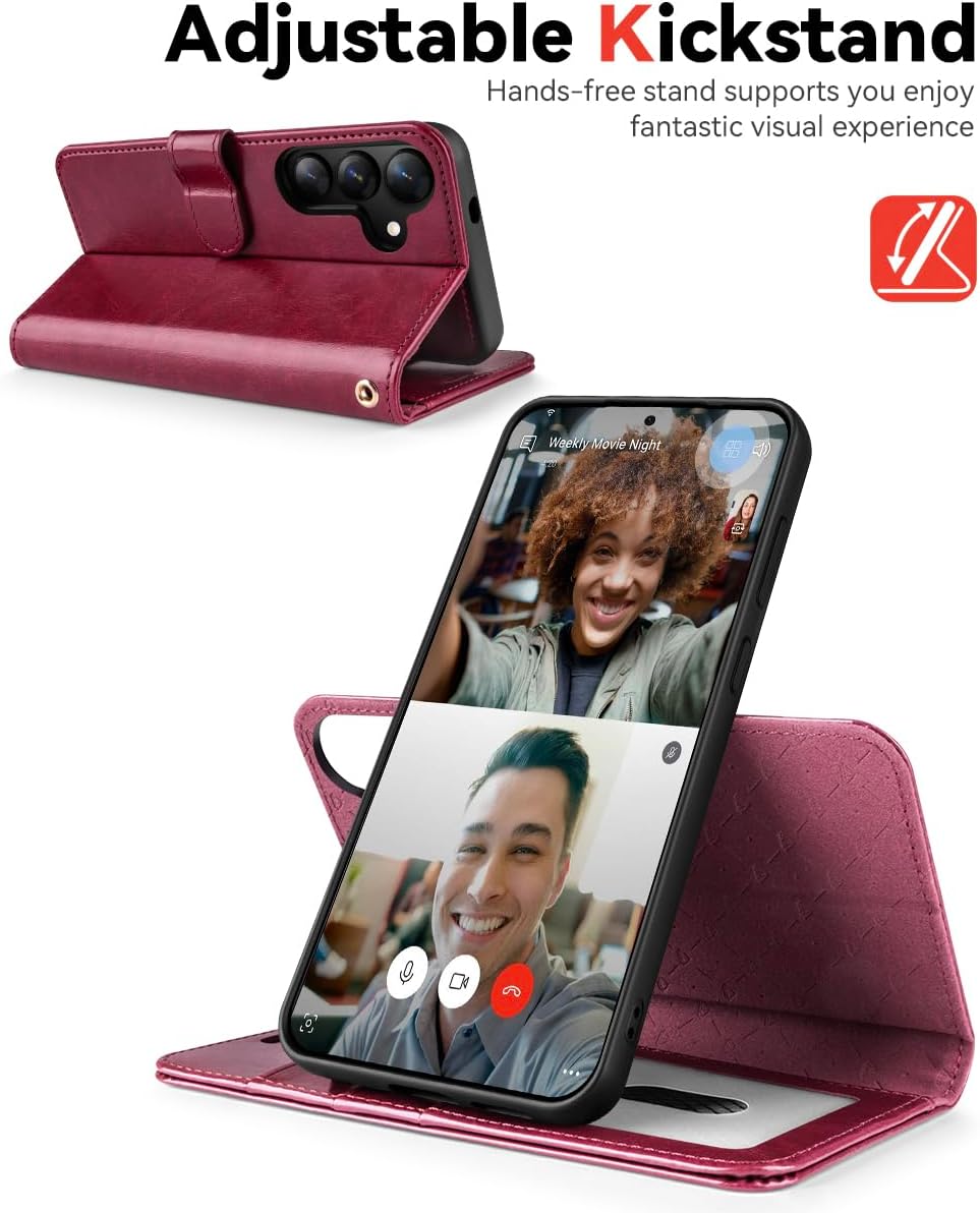 Detalle de OCASE 2in1 Hülle für Samsung Galaxy S25 – abnehmbare magnetische Leder-Flip-Wallet mit RFID-Schutz