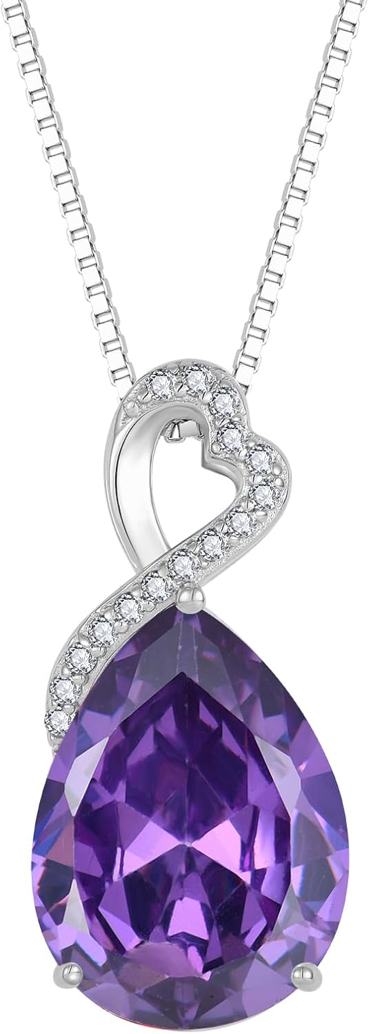 Thumbnail 6 de FJ Damenkette aus 925 Sterling Silber mit Tropfen-/Birnen-Schliff & Geburtsstein-Anhänger