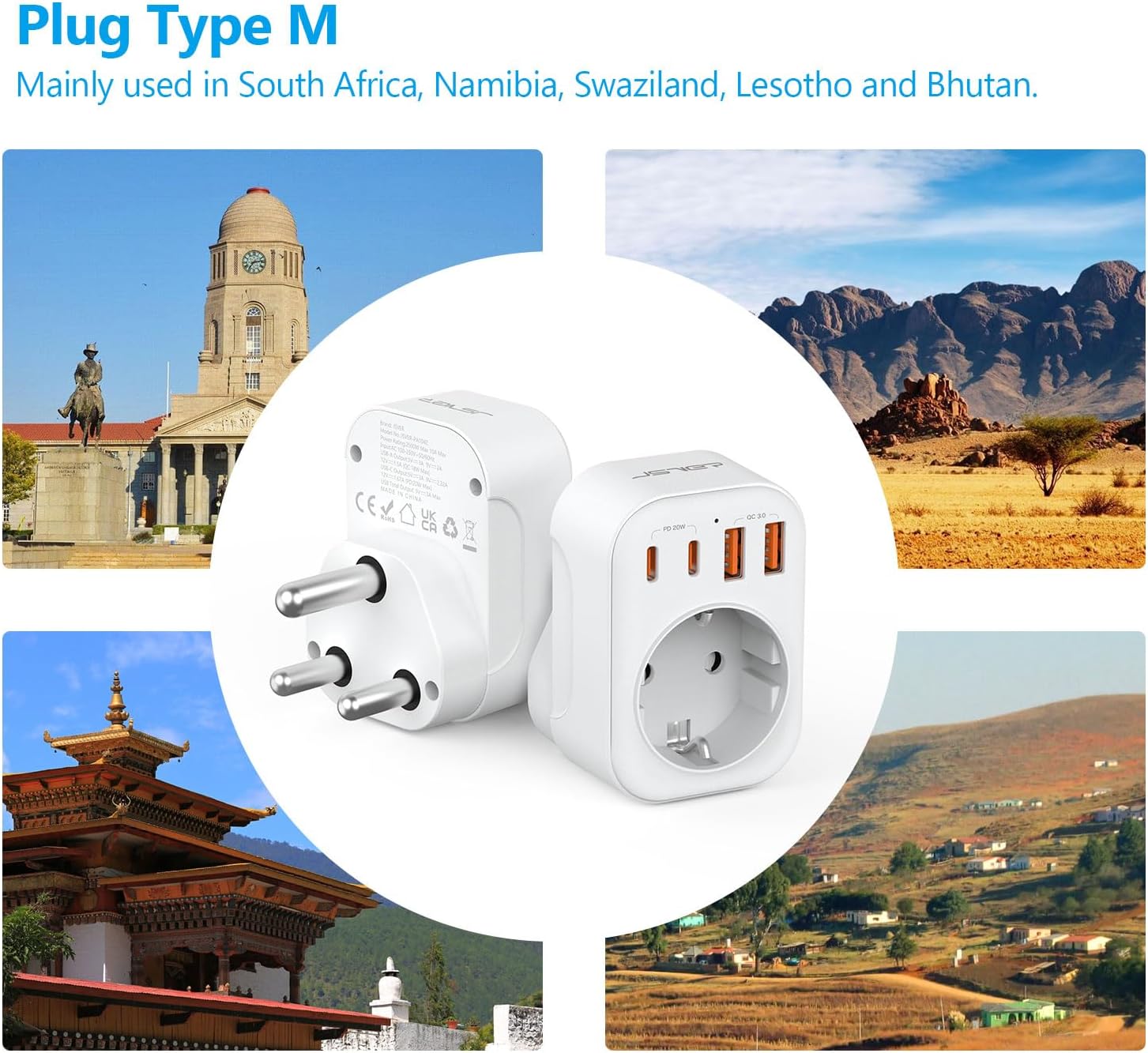 Thumbnail 1 de JSVER Adattatore di viaggio con PD20W 2500W