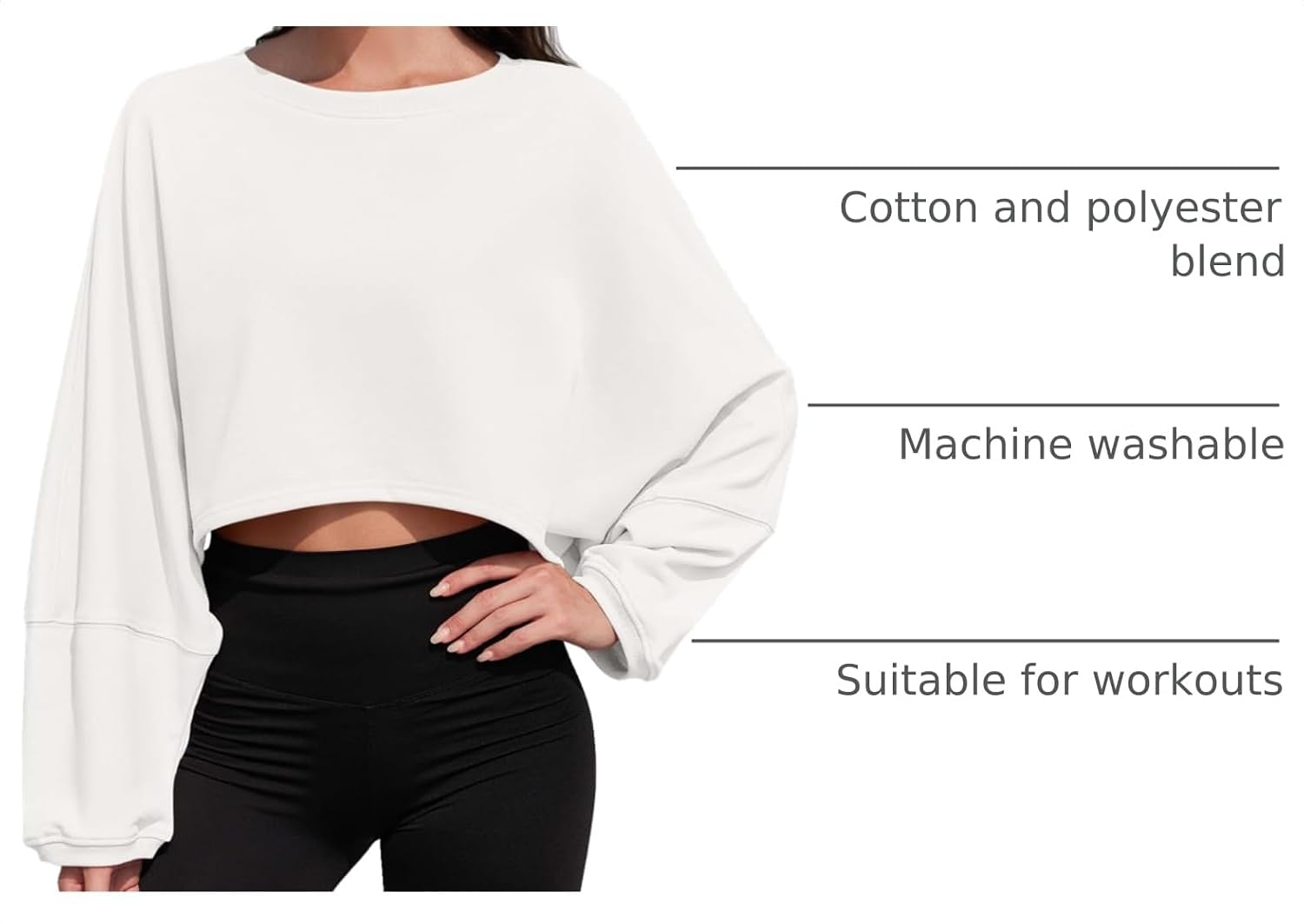 Detalle de Tankaneo Cropped Sweatshirt, Long Sleeve