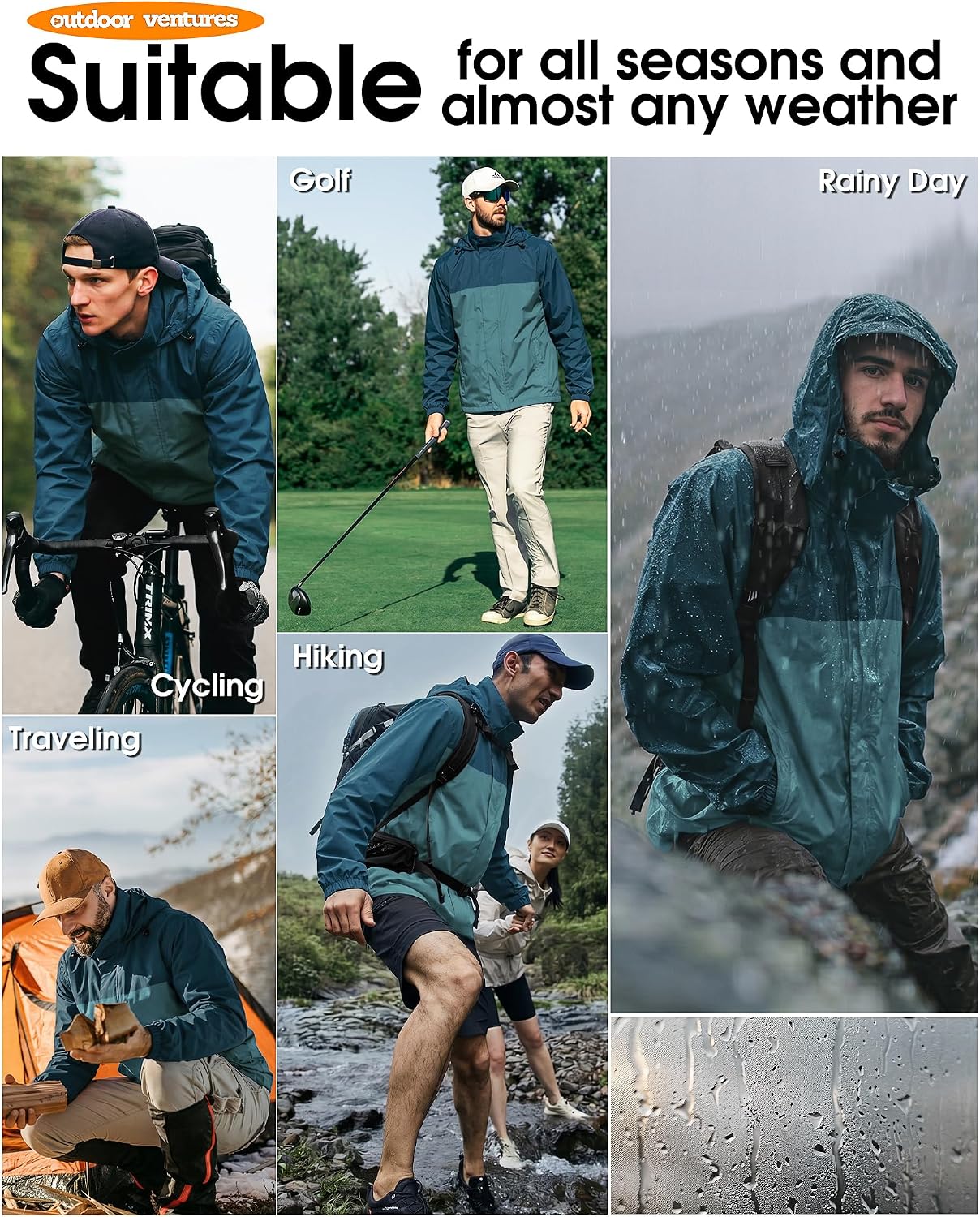 Thumbnail 1 de Outdoor Ventures Mens Lightweight Waterproof Jacket