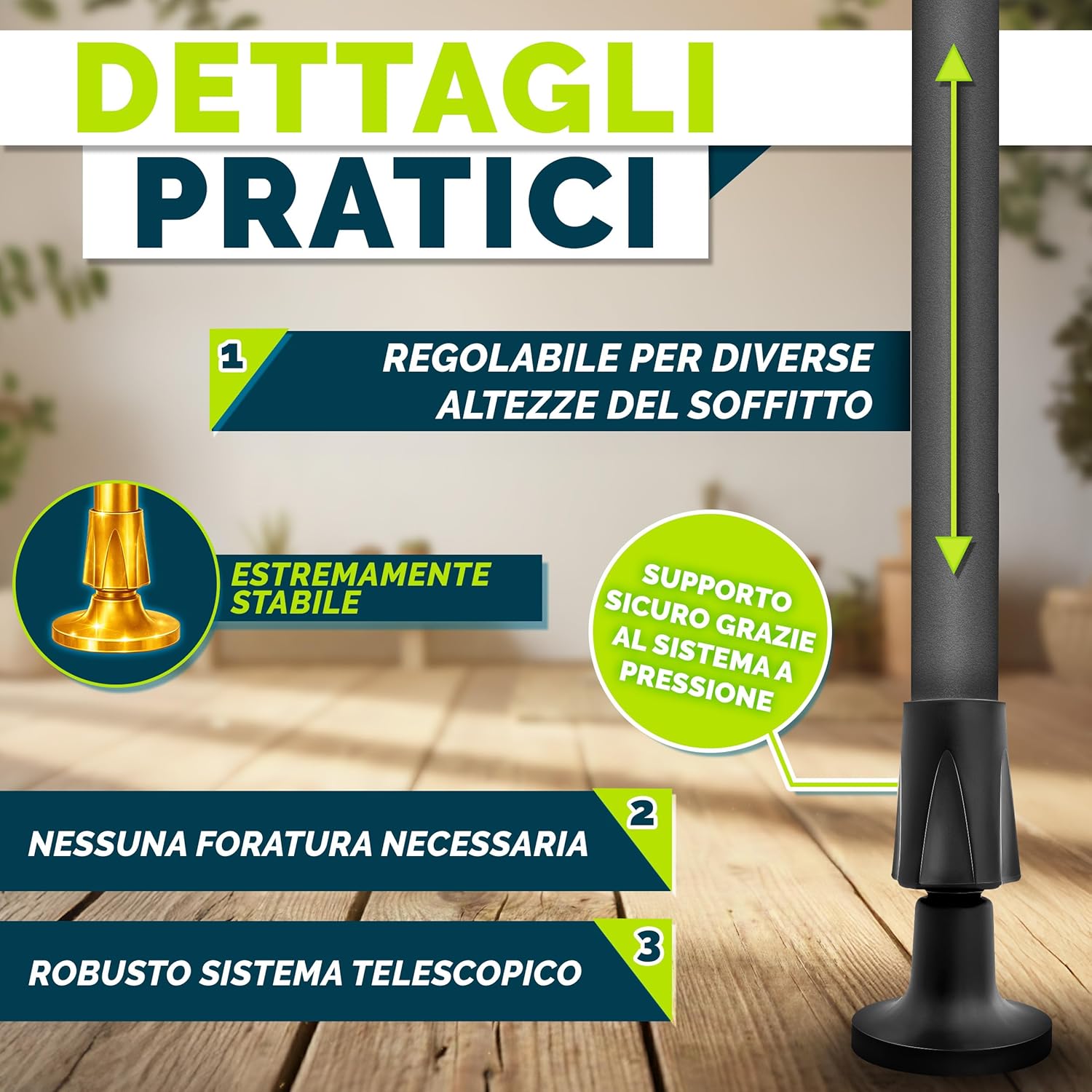 Thumbnail 1 de tillvex® Tenda da sole verticale esterna 150 x 310 cm Anthracite con manovella – senza fori, frangivista, allungabile e opaca