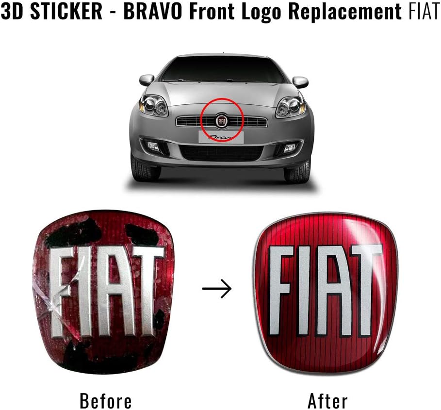 Detalle de Adesivo Fiat 3D Ricambio Logo Anteriore per Bravo – rivestimento lenticolare 75x69 mm