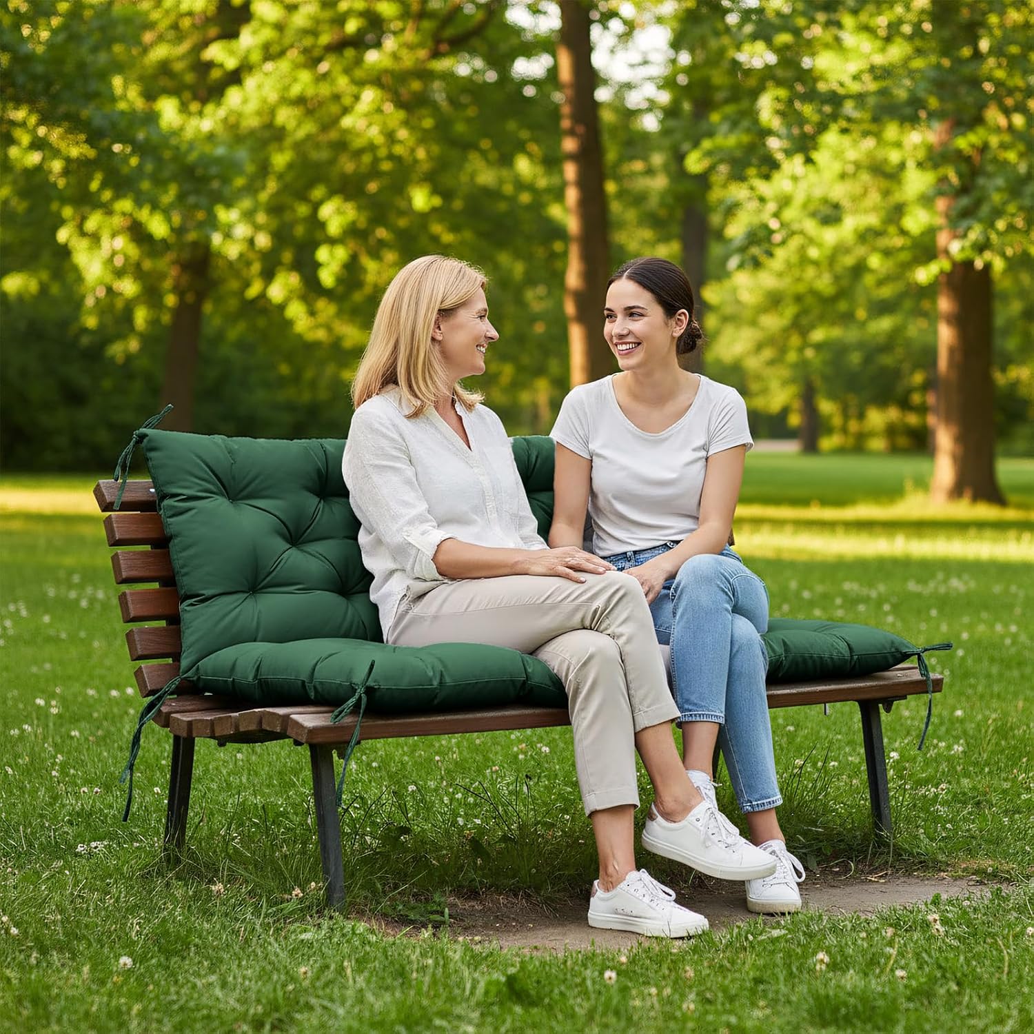 Thumbnail 5 de ZxrFxr Waterproof Swing Seat Cushions (Forest Green, 120x100cm) – 2/3/4 Seater with Anti-Slip Strips