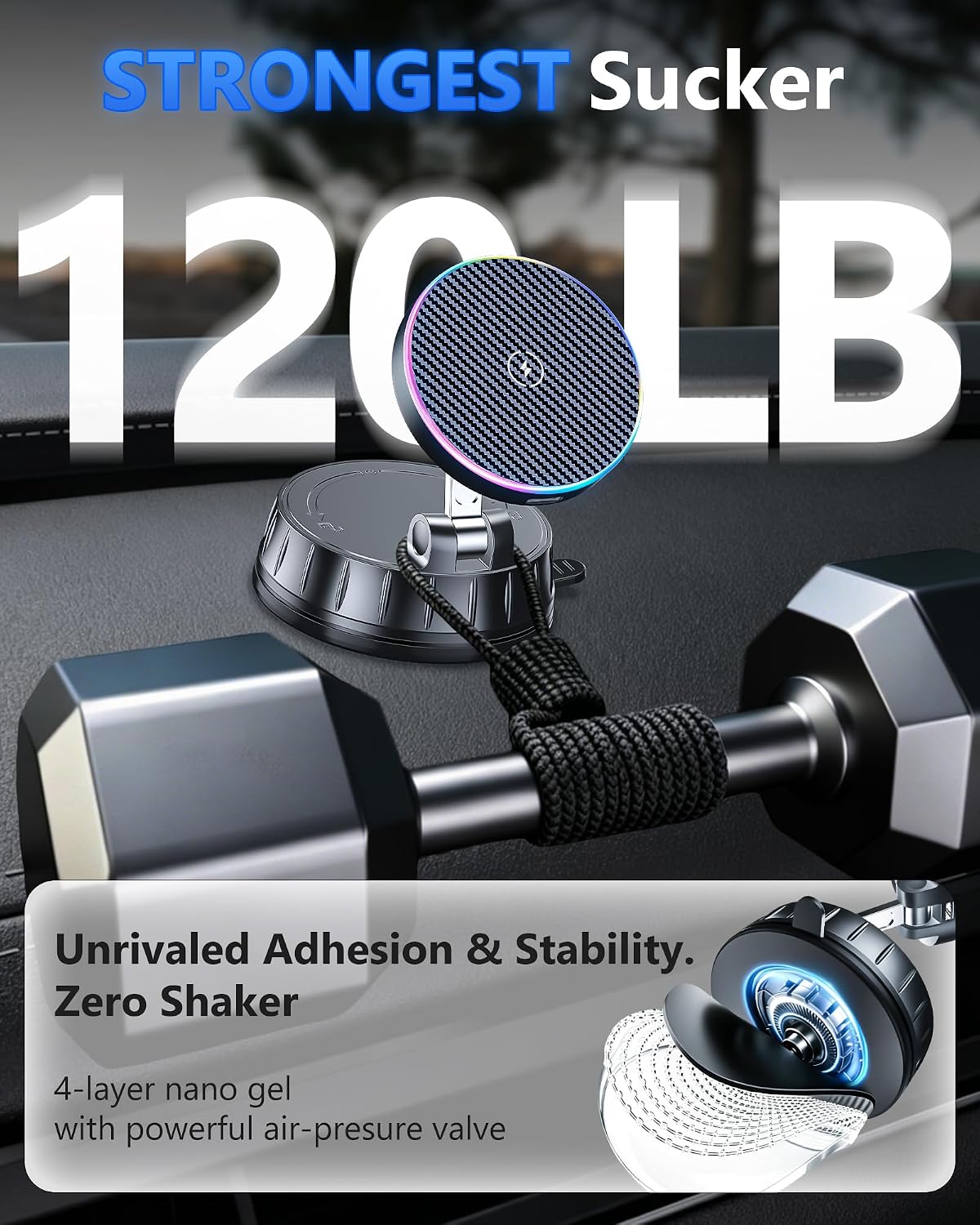 Thumbnail 6 de Magnetic wireless car mount charger 15W