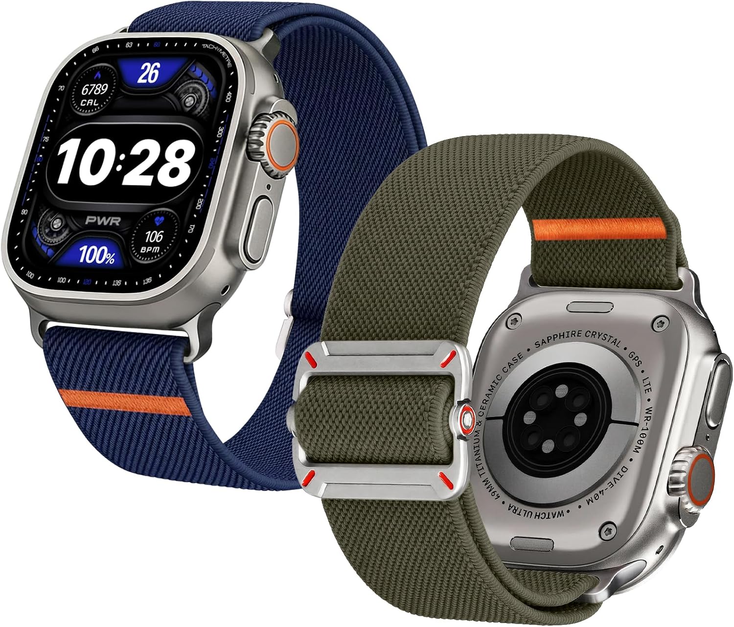 Detalle de Fullmosa Cinturino per Apple Watch SE3 44/49 mm - Nylon elastico, traspirante, 2 pezzi