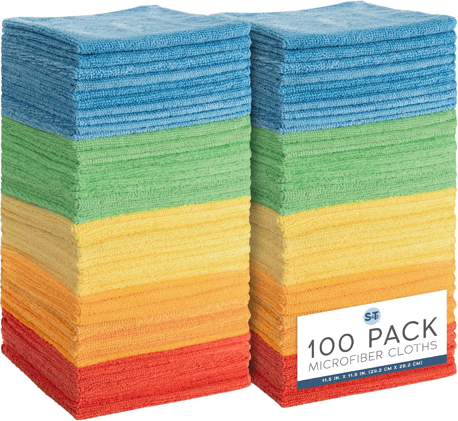 Detalle de S&T INC. 100 Pack Microfiber Cleaning Cloth 11.5" 🧽