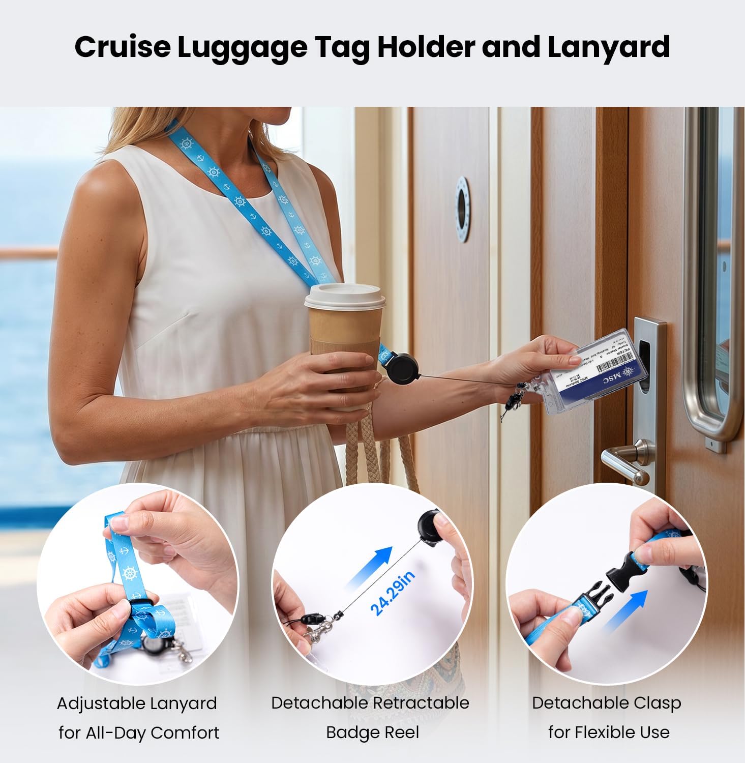 Thumbnail 4 de 2026 Cruise Essentials Kit: 4 Waterproof Clear Luggage Tags + 2 Detachable Lanyards