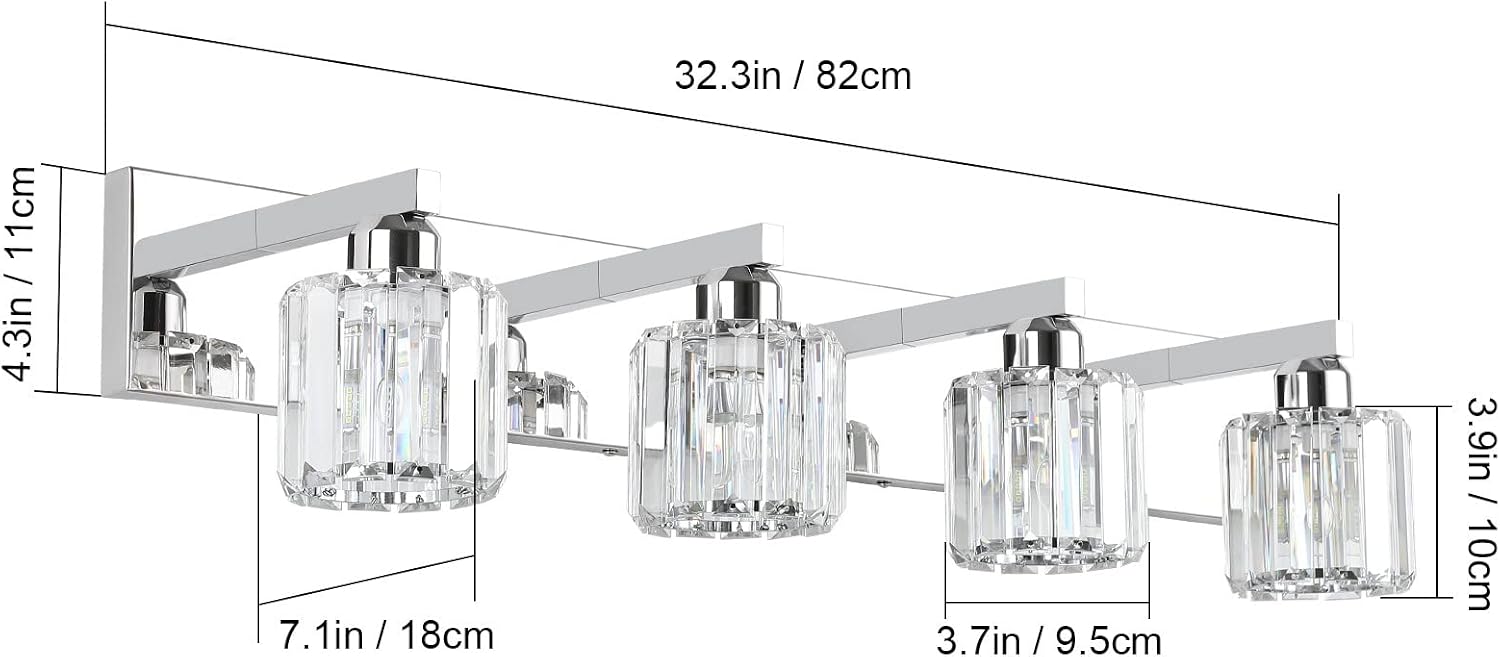 Detalle de Aipsun 8460 Crystal Bathroom Vanity Light, 4-Light Wall Fixture