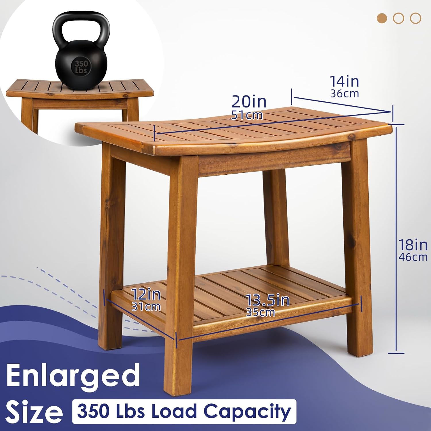 Thumbnail 2 de Upolana Teak Shower Bench, 20"