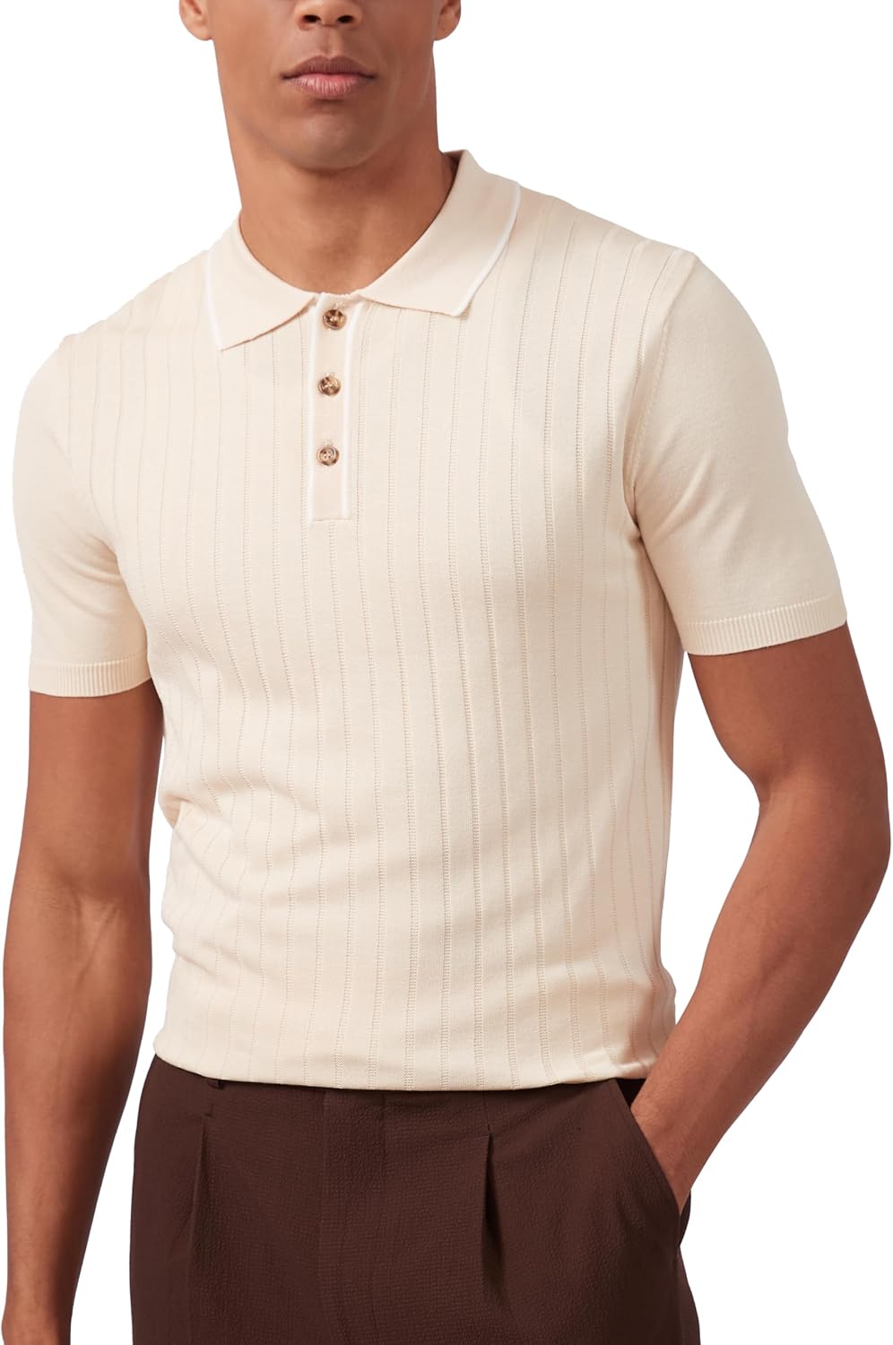 Detalle de Kallspin Men's Knit Polo Shirts Short Sleeve Jumpers for Golf, Beach and Summer Wear