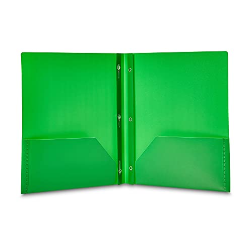 Detalle de Amazon Basics Heavy Duty Plastic Folders with 2 Pockets (12-Pack) in Assorted Colors