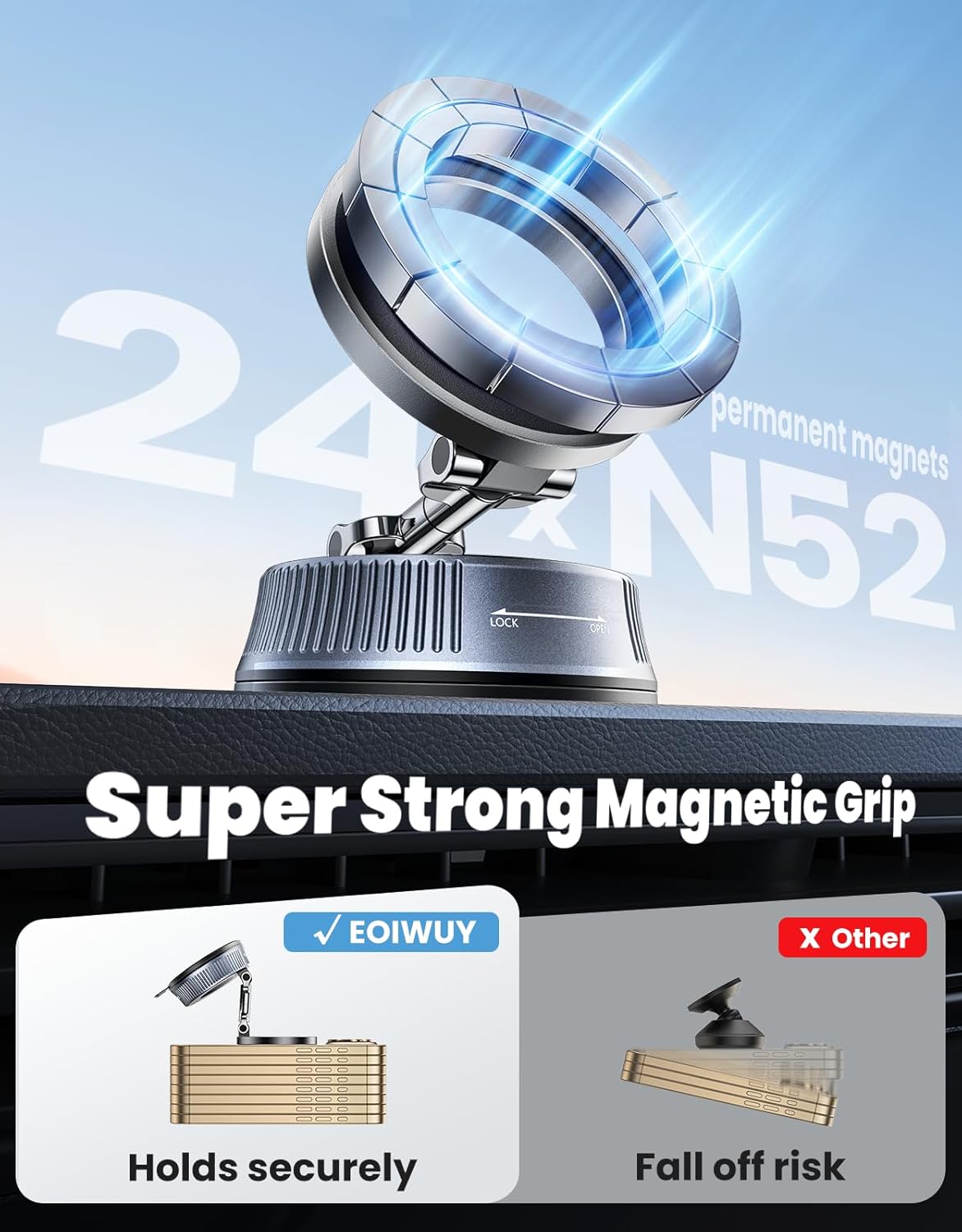 Thumbnail 4 de EOIWUY Vacuum Magnetic Car Phone Holder 360°