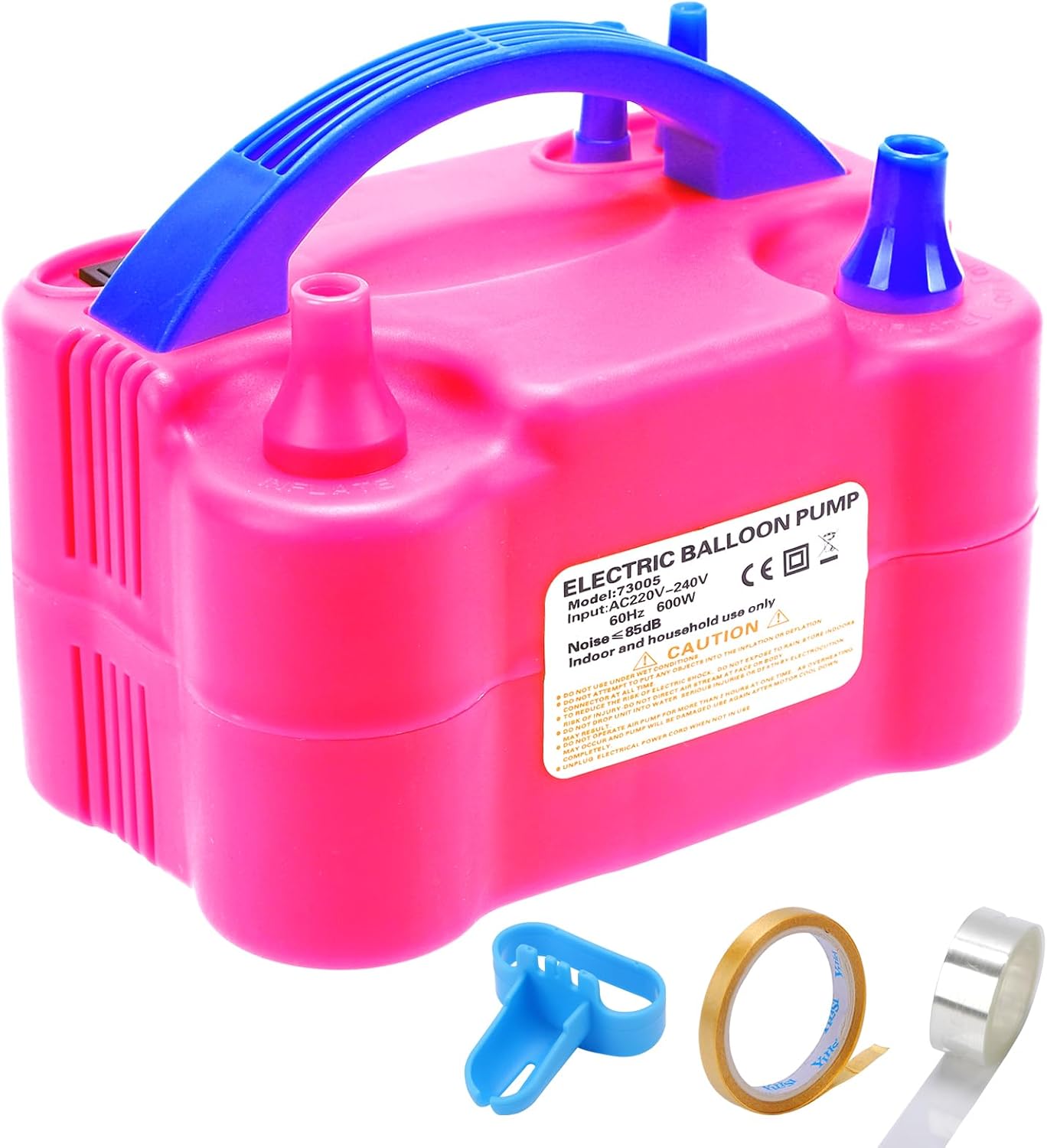 Detalle de BXBHU Electric Balloon Pump UK (600W) – Portable double nozzle inflator for party, weddings and birthdays