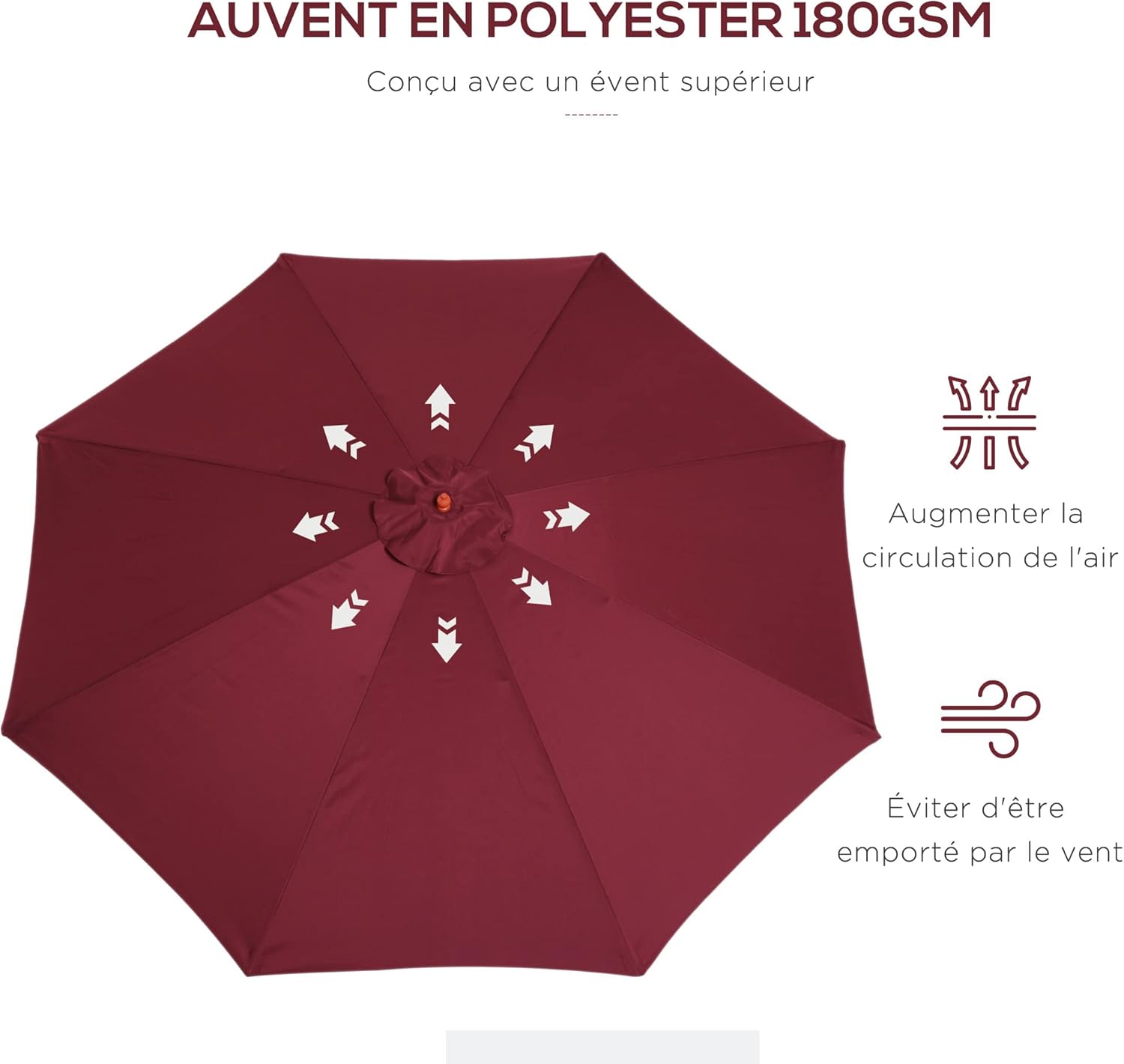 Thumbnail 3 de Outsunny Parasol de jardin droit double toit en bois et polyester haute densité (Ø 3 x 2,5 m)