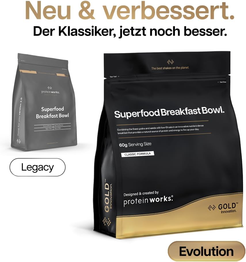 Detalle de Protein Works Superfood Frühstück GOLD – GOLD Innovation, nährstoffreiches Protein-Müsli (600 g, 10 Portionen) – Summer Berry Feast