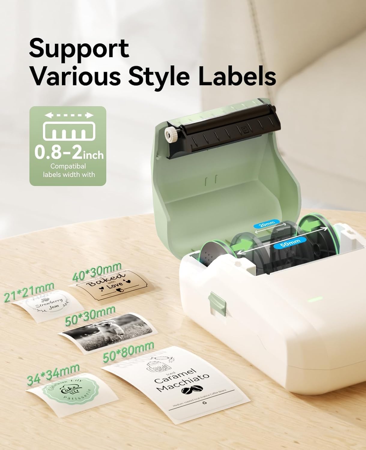 Detalle de NIIMBOT Etikettendrucker B1 – Bluetooth, großformatig, 20–50 mm Etiketten, inklusive 3 Rollen