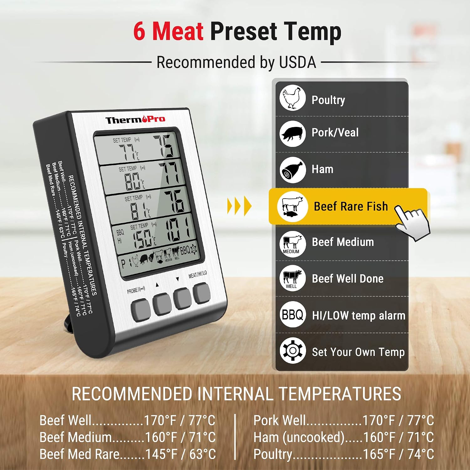 Detalle 2 de ThermoPro TP17H termometro 4 sonde 🍖
