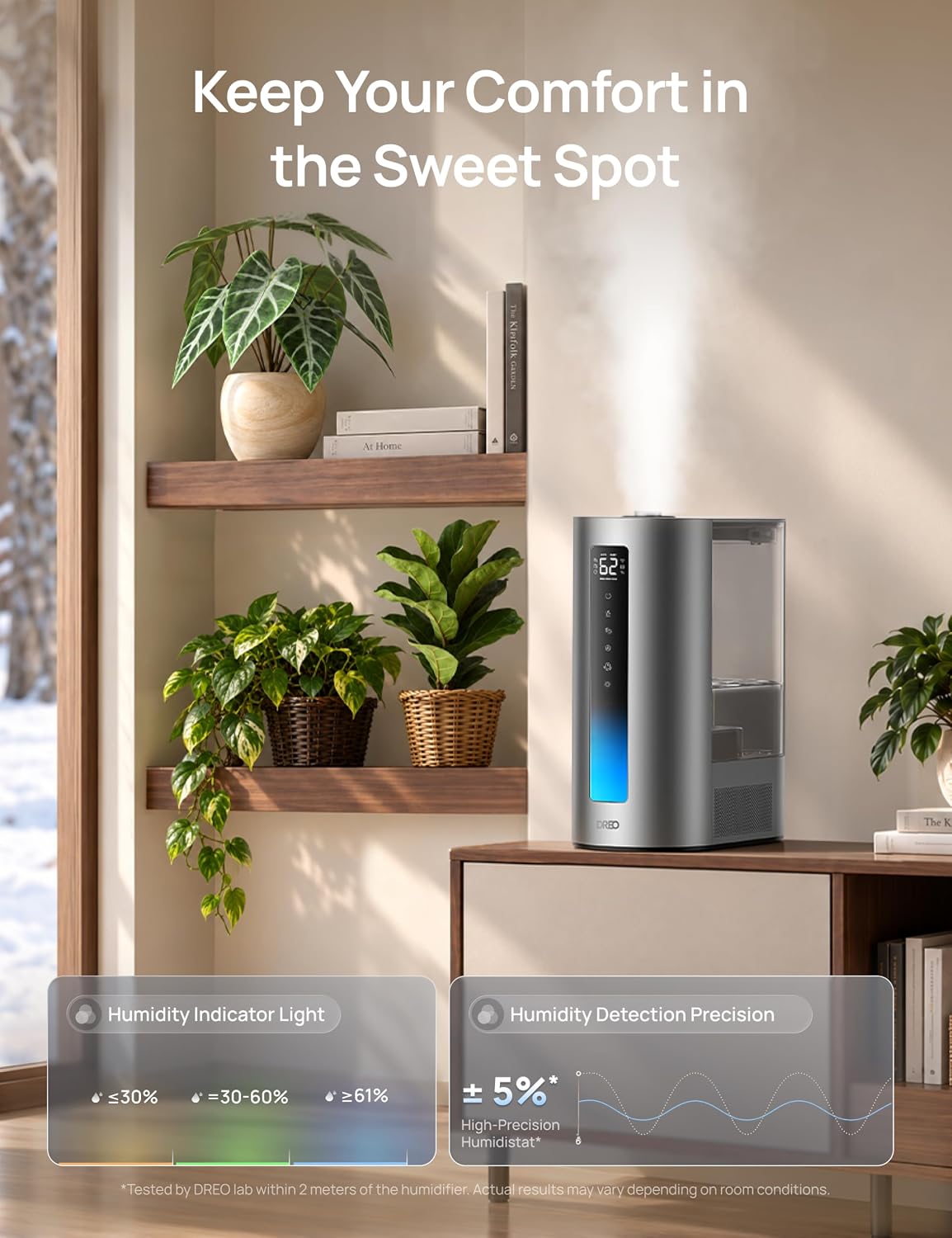 Detalle 2 de DREO DR-HHM003S silver Smart Humidifier, 6L Warm and Cool Mist
