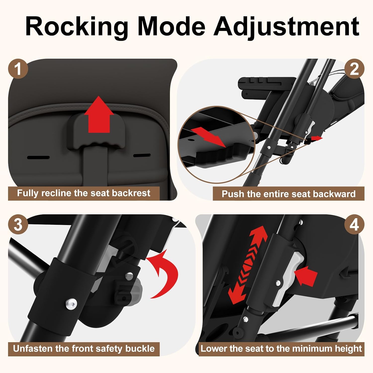 Thumbnail 6 de TOPACES 3-in-1 Foldable High Chair with Rocking Mode, 5 Height Levels