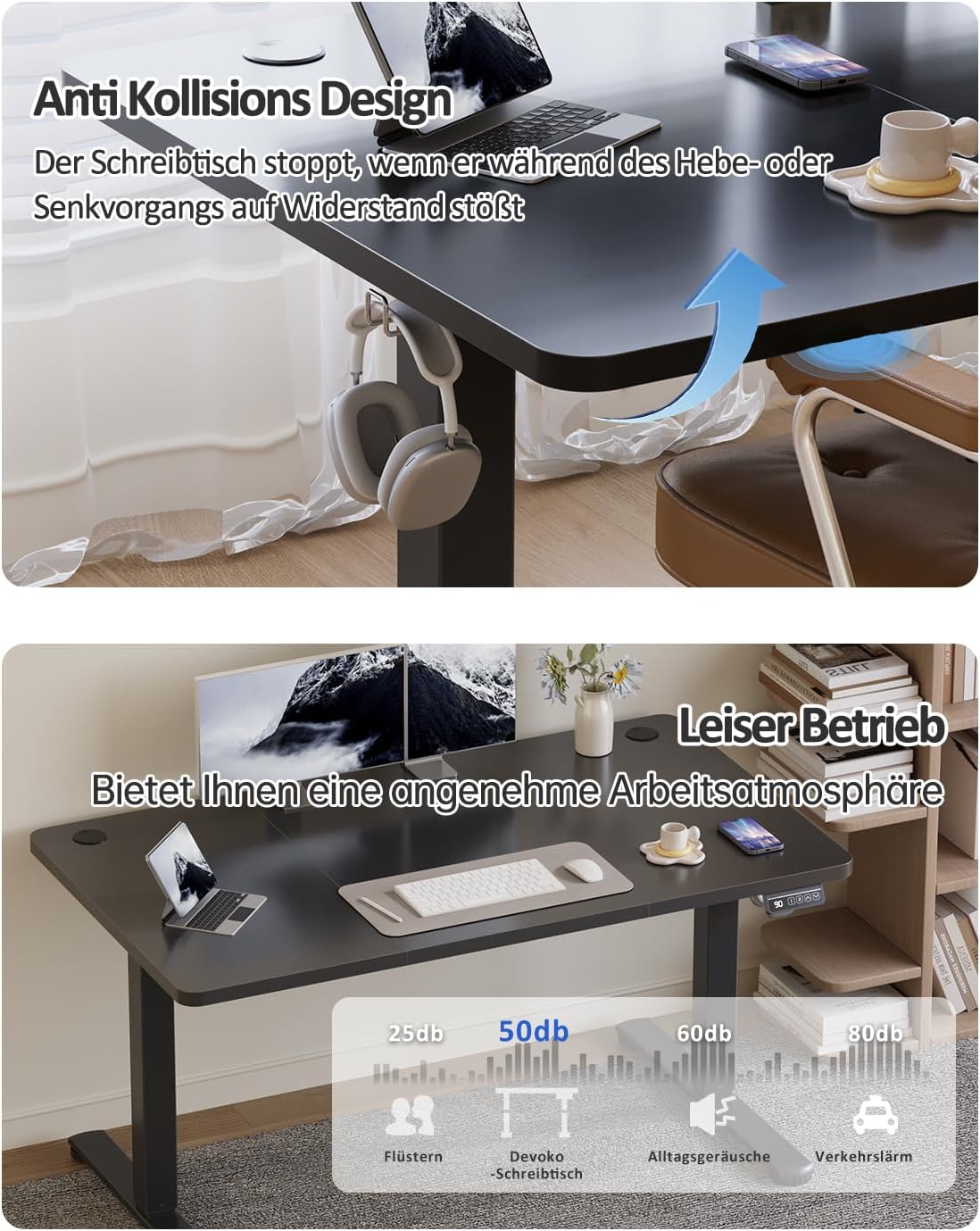 Thumbnail 6 de Devoko Höhenverstellbarer Schreibtisch 140 x 60cm