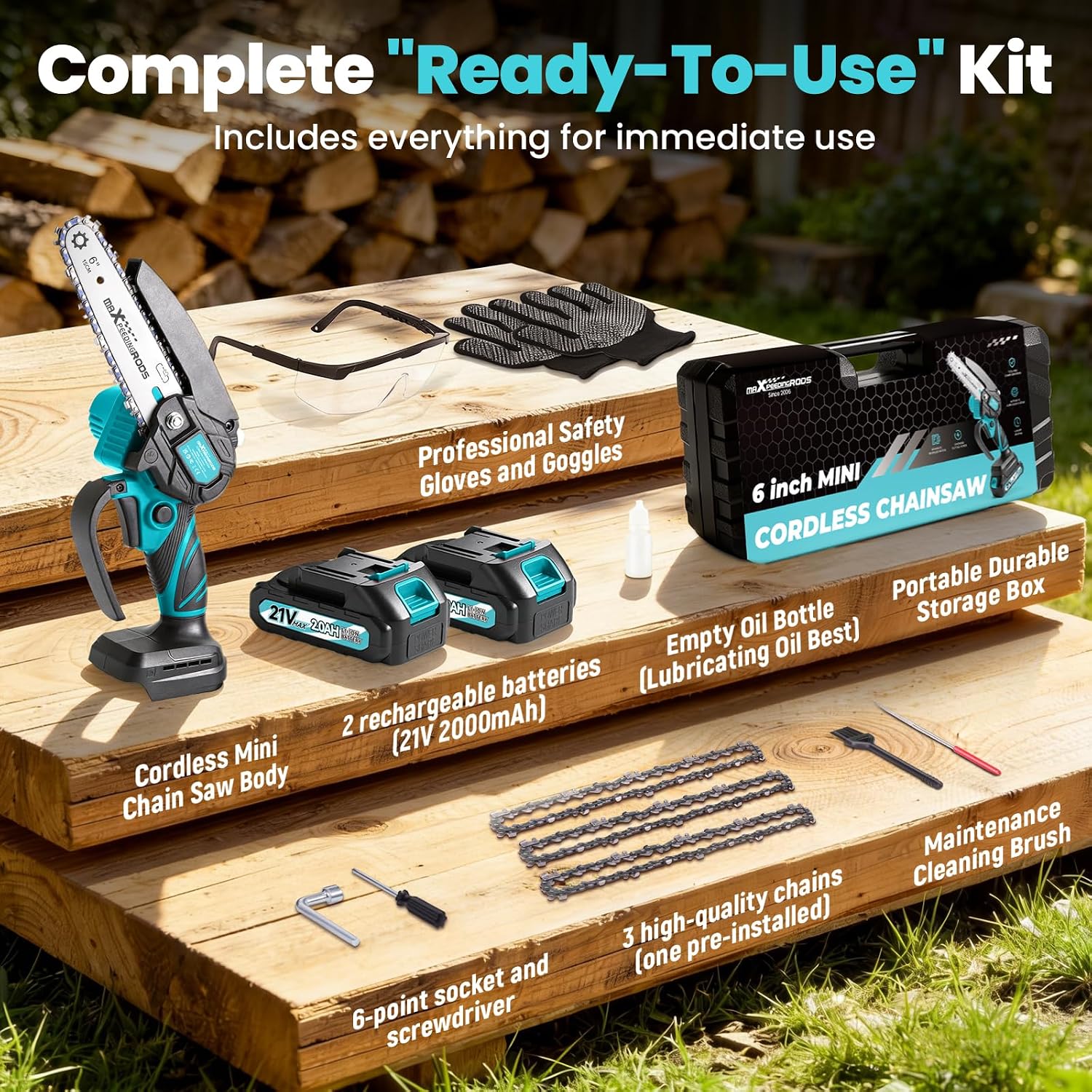Thumbnail 6 de maXpeedingrods 603+702 6-Inch Cordless Mini Chainsaw with Two Batteries