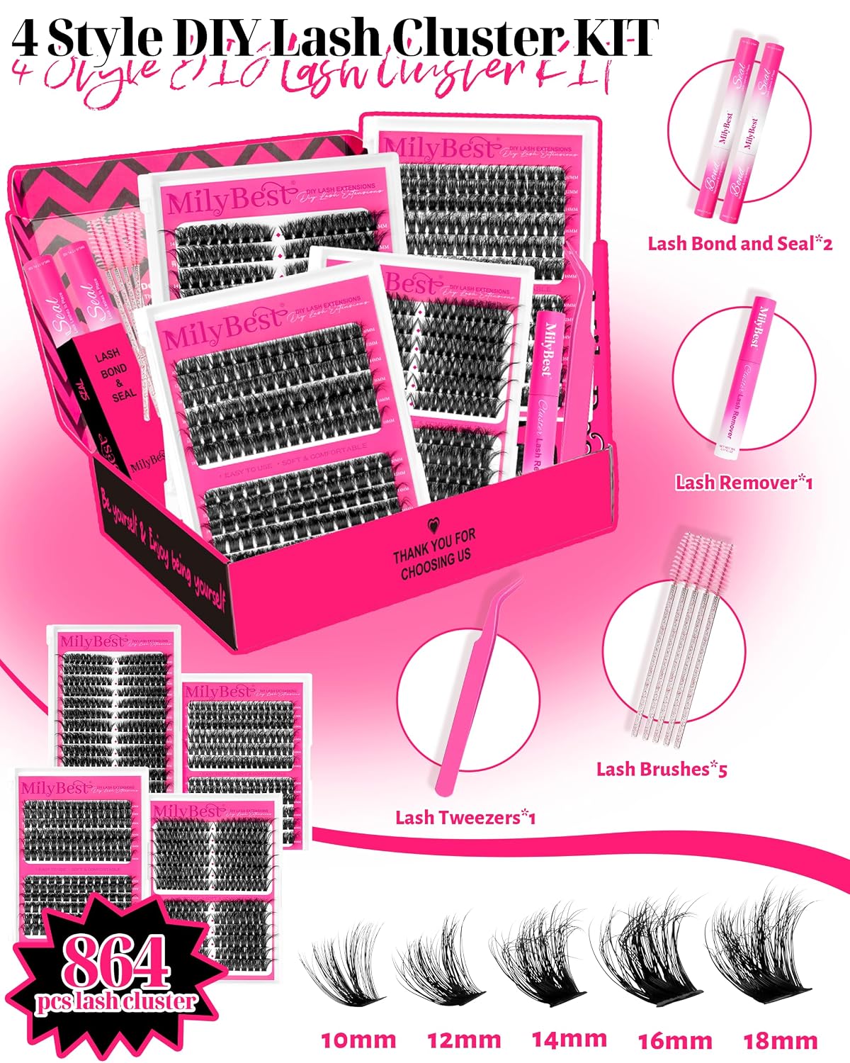 Thumbnail 1 de MilyBest 864PCS Lash Clusters Kit 💄