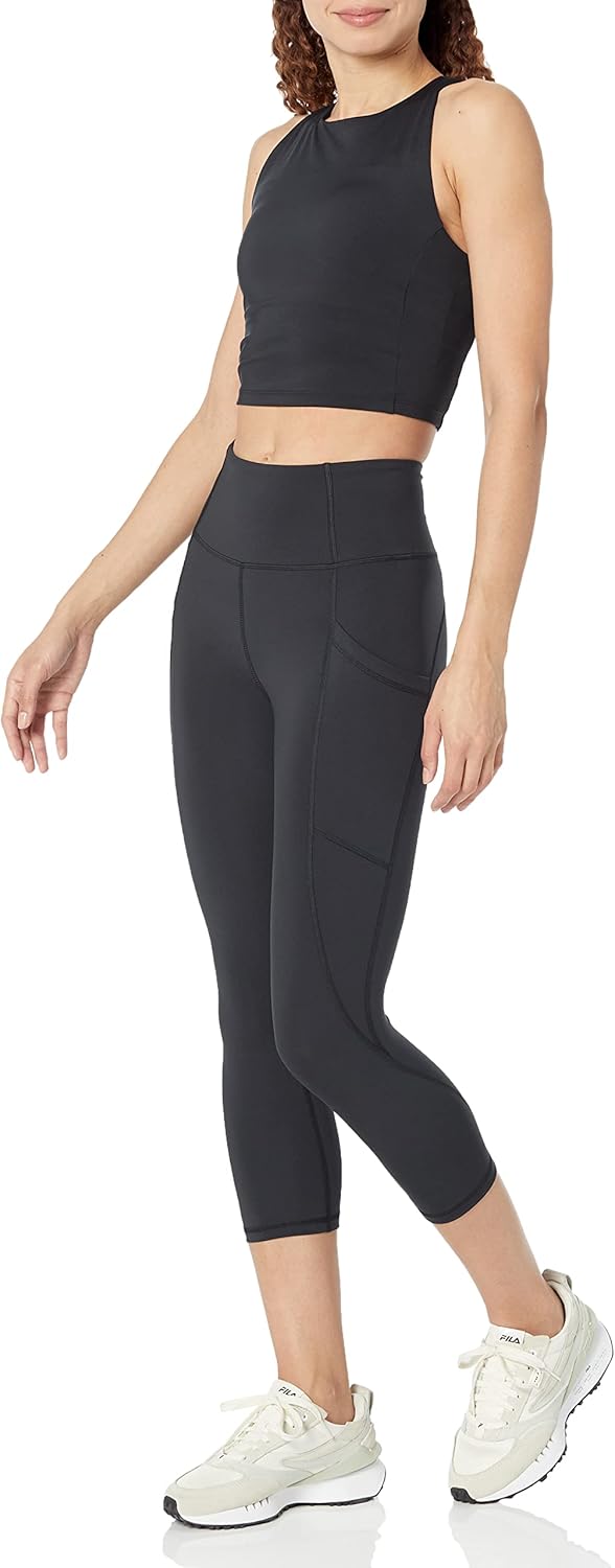 Detalle de Amazon Essentials Women's High Waisted Active Sculpt Capri Leggings with Pockets