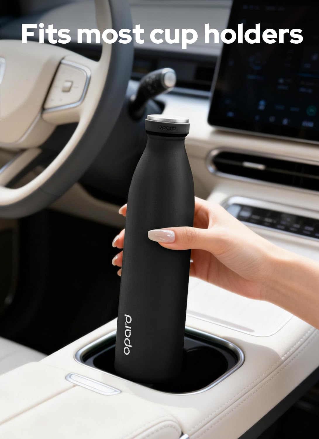 Detalle 2 de Opard insulated stainless steel water bottle (750ml) in Midnight Black — 42hrs cold / 18hrs hot, leakproof