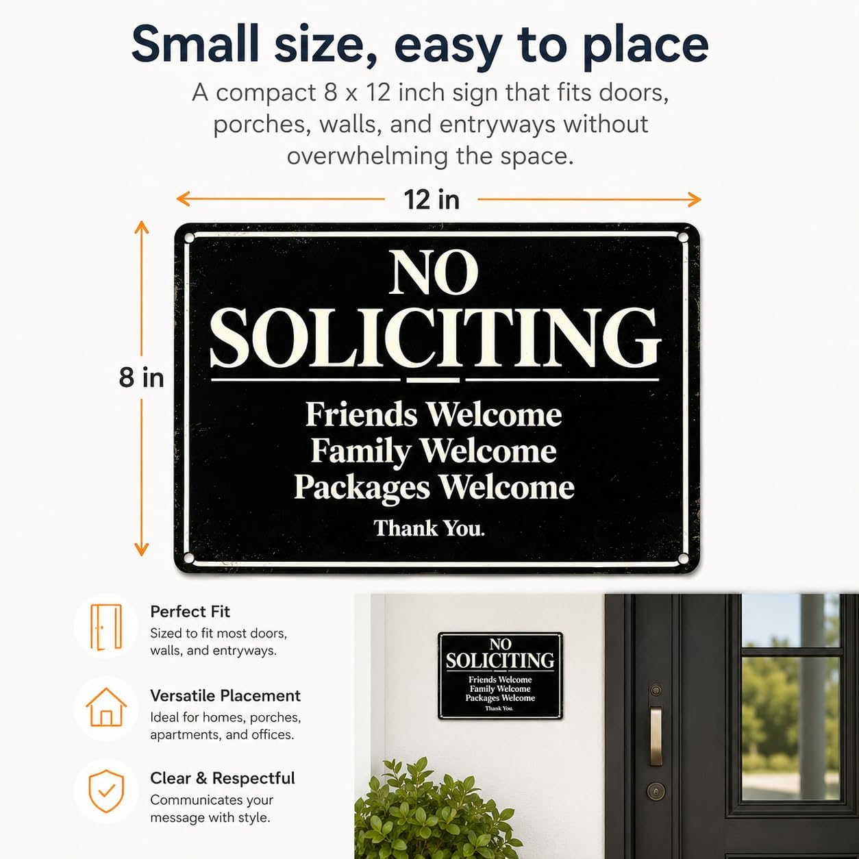 Thumbnail 6 de No Soliciting Door Sign, 8 x 12 Inch