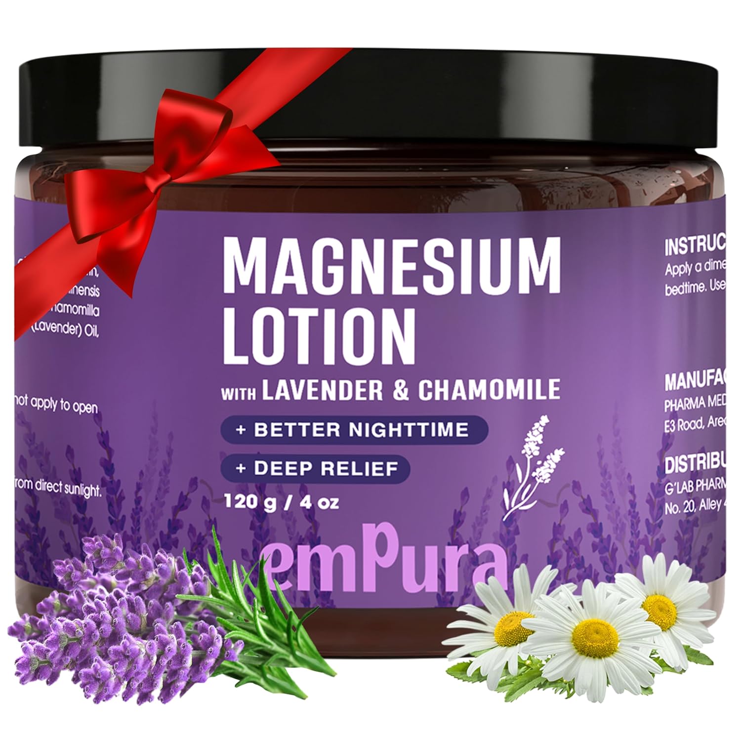 EMPURA Magnesium Lotion with Lavender & Chamomile — Fast-Absorbing Muscle Comfort and Nighttime Relief (4oz)