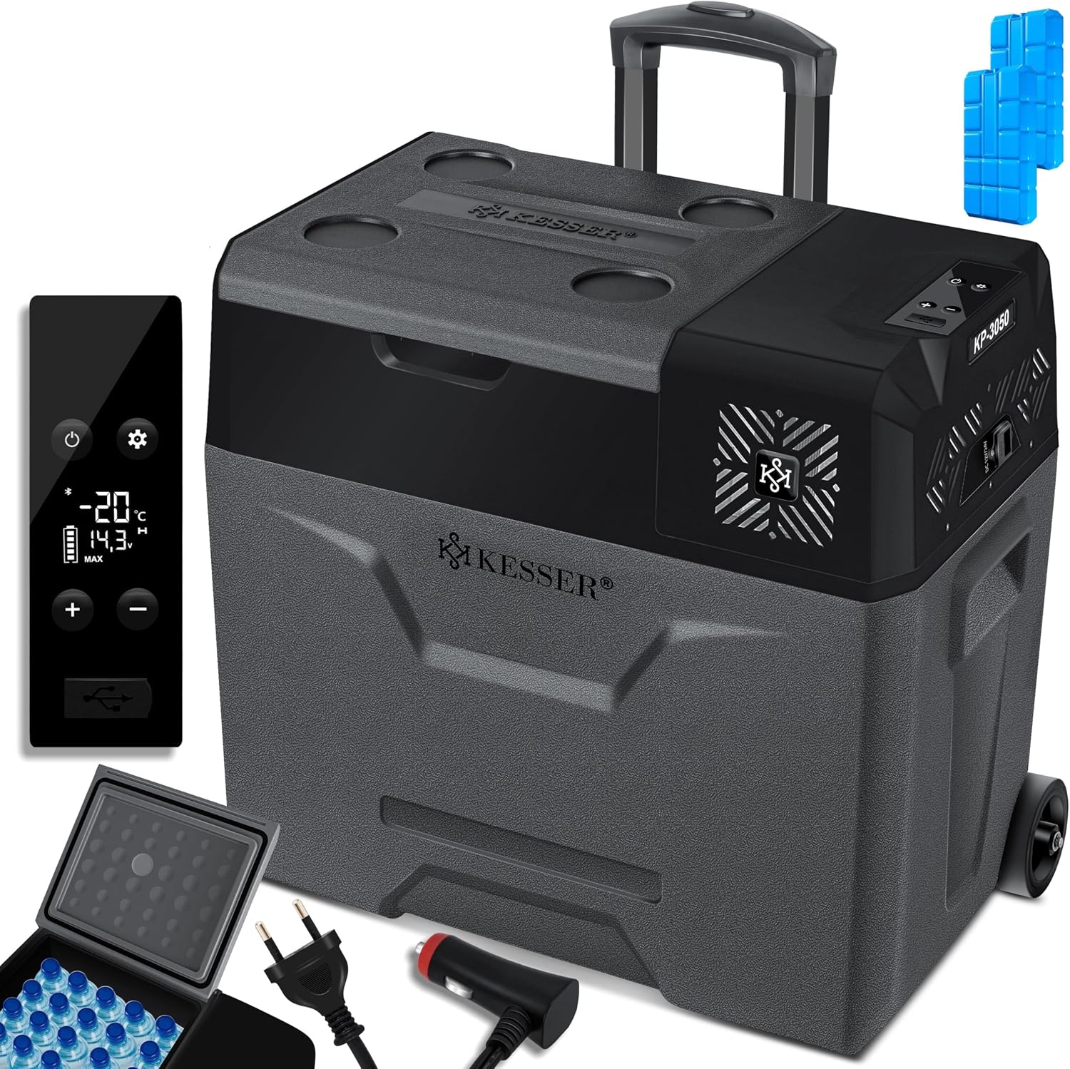 KESSER® Kompressor-Kühlbox 30L – mobile Kühlbox mit App-Steuerung und Gefrierfunktion