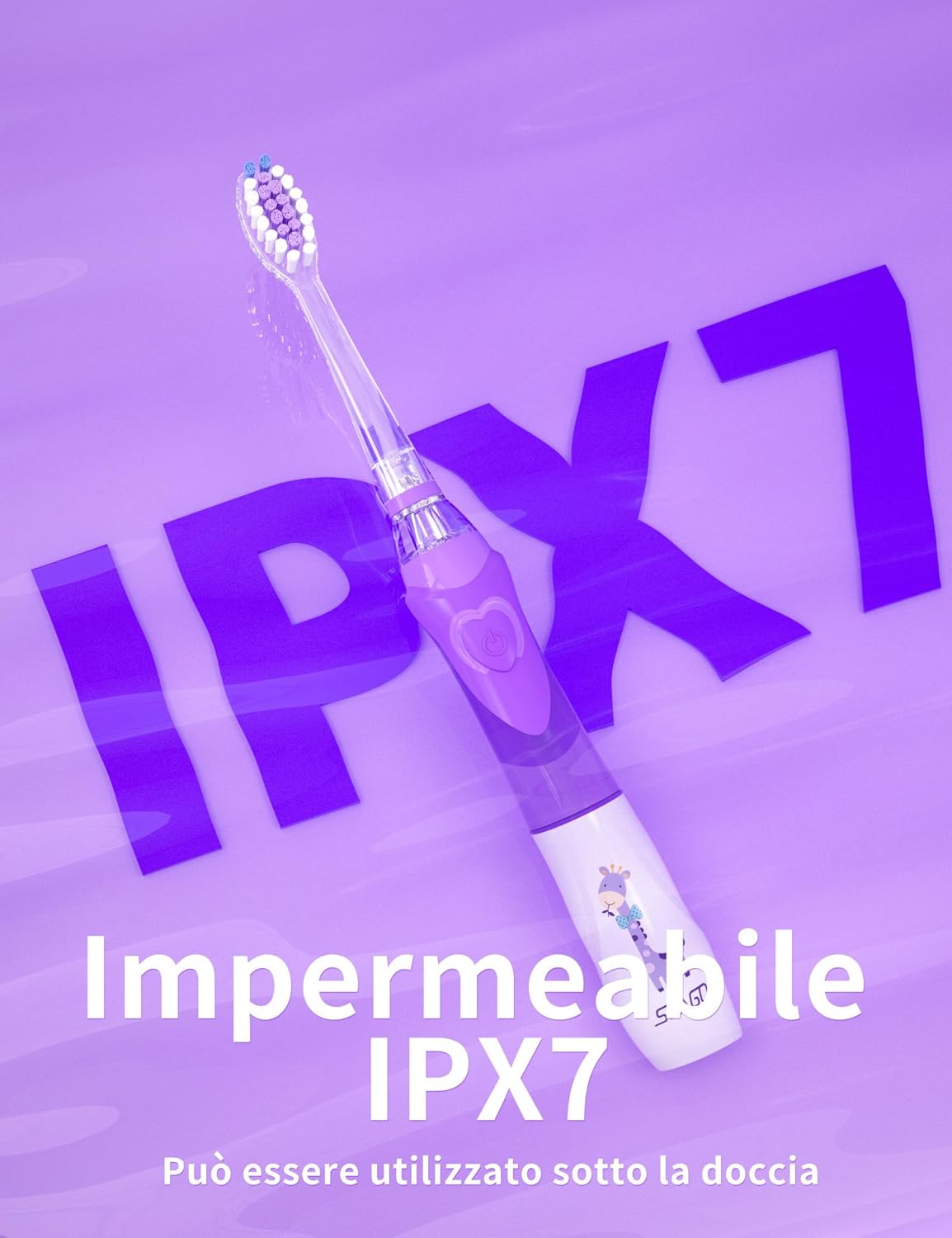 Thumbnail 6 de Seago Spazzolino elettrico per bambini 3-12 anni SG-977 viola, con 4 testine, LED e timer