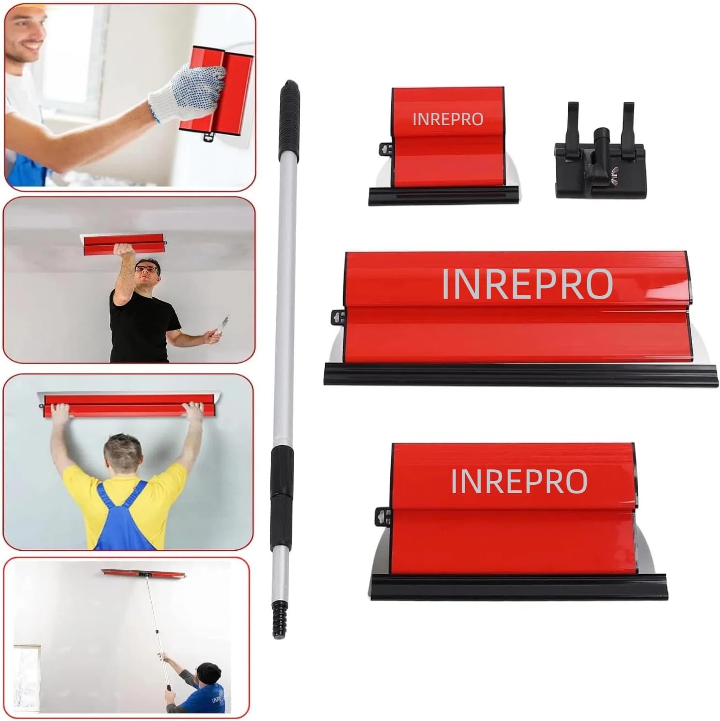Thumbnail 6 de INREPRO Lame d'écrémage pour Cloison Sèche — Kit de spatules 25/40/60 cm avec manche télescopique 70–158 cm