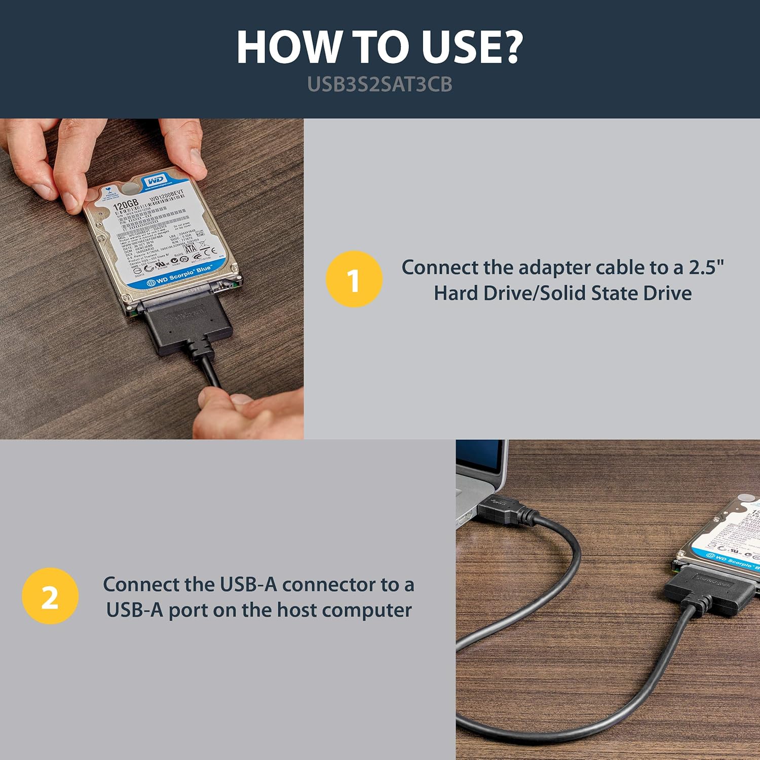 Thumbnail 4 de StarTech.com SATA-zu-USB 3.0 Adapterkabel für 2,5" SATA SSD/HDD (USB3S2SAT3CB)