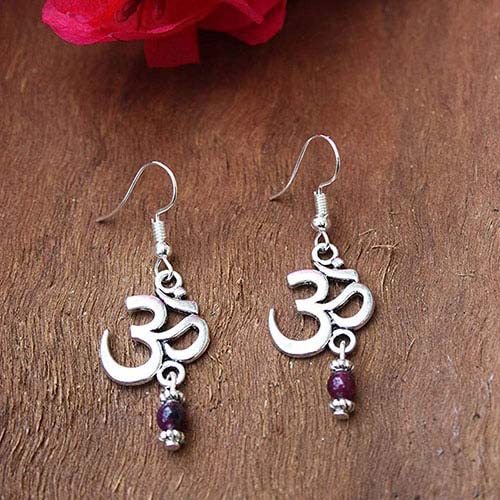 Thumbnail 2 de Simboliks OM Pendientes de protección Reiki con mineral amatista y símbolo Om boho chic
