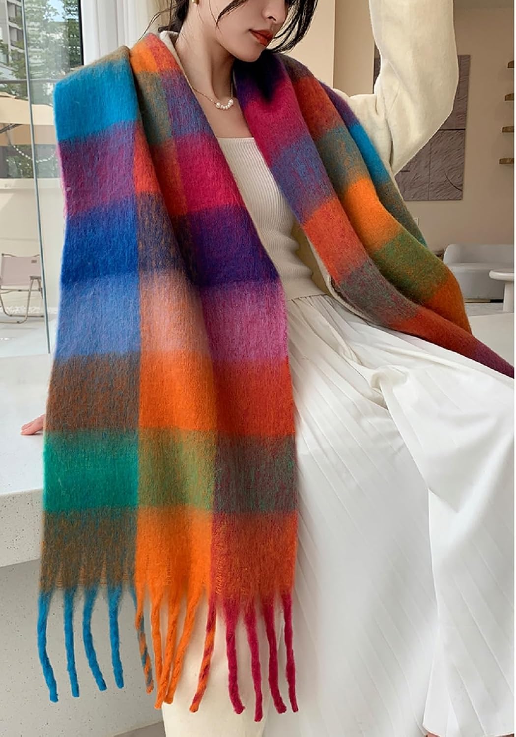 Thumbnail 1 de Wander Agio Winter Women Warm Scarf — Long Plaid 🧣