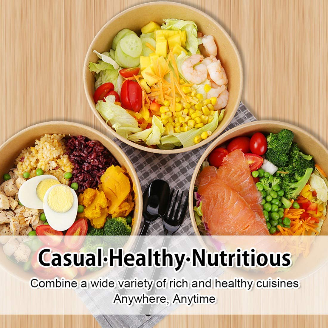 Thumbnail 3 de TOPtoper 50 Pcs 32 Oz Large Paper Bowls with Lids (Disposable) for Hot or Cold Food