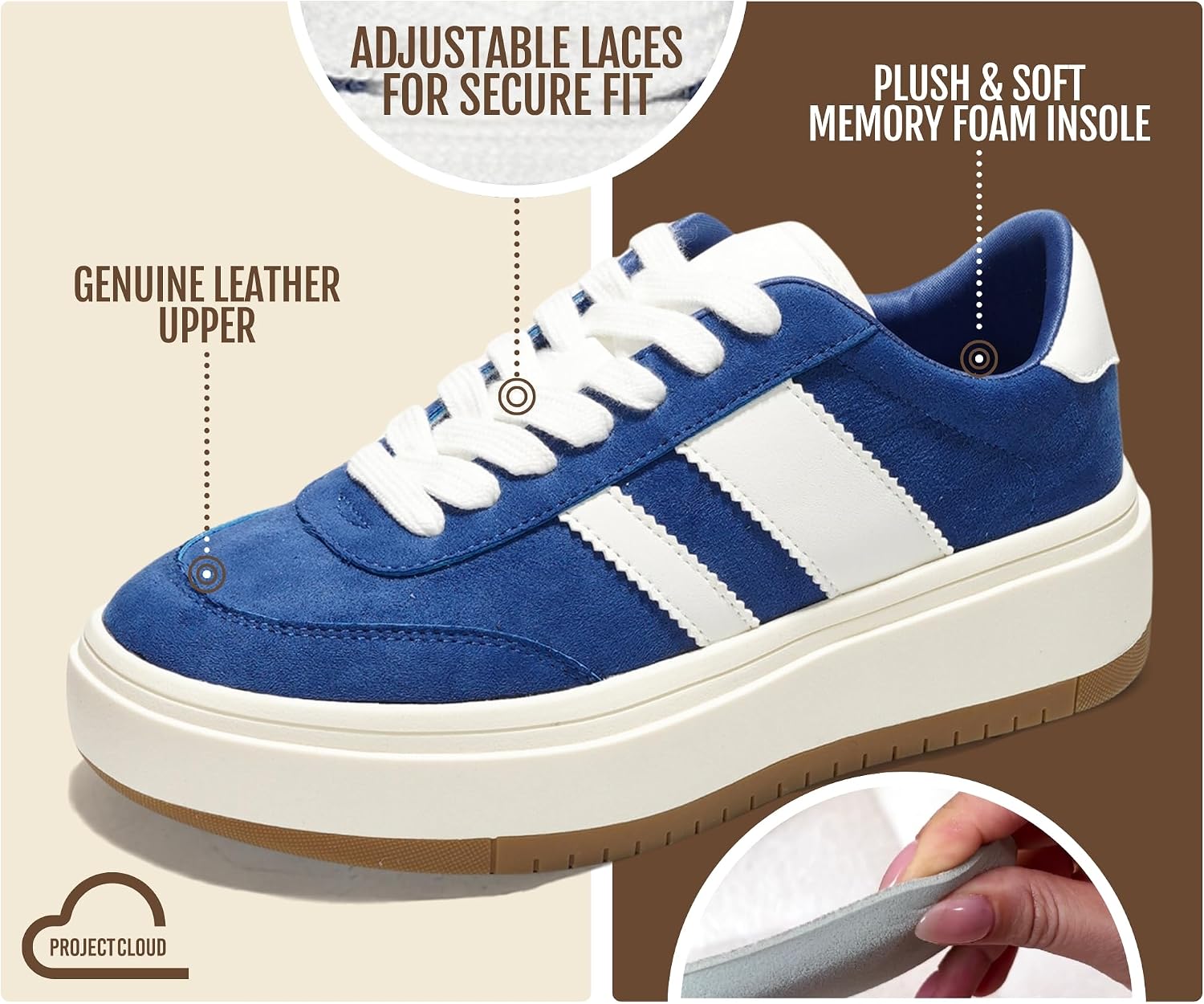 Detalle de Project Cloud Women's Platform Sneakers with Memory Foam Insole