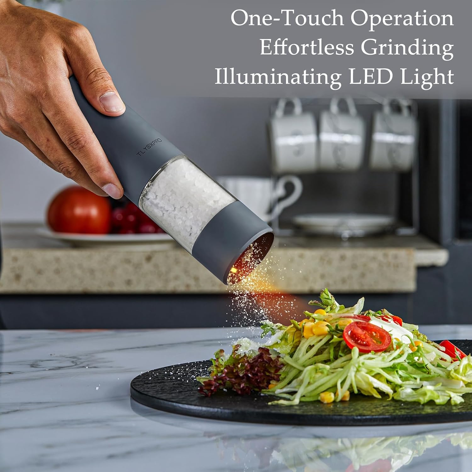 Detalle 2 de Greige Electric Salt and Pepper Grinder Set 2-pack 🧂