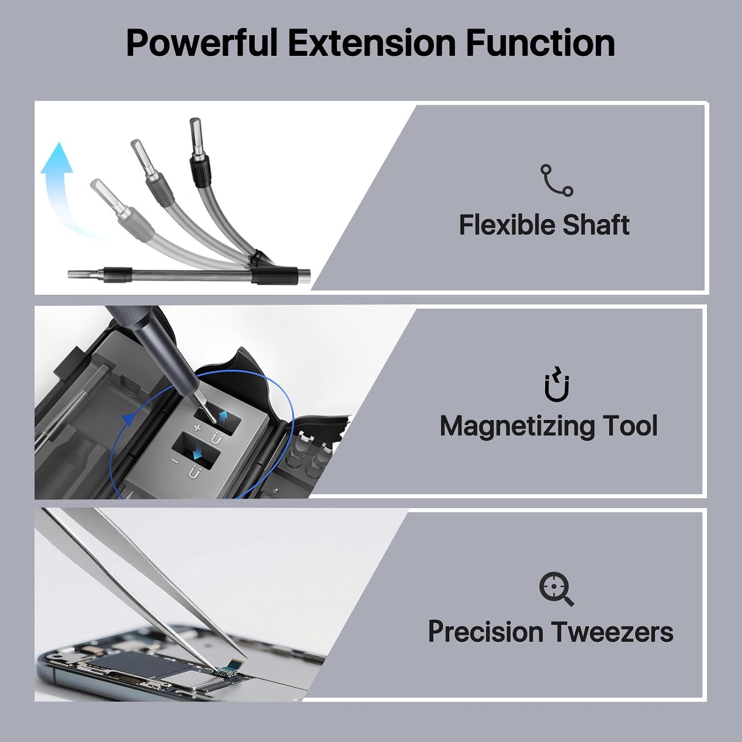 Thumbnail 6 de AXTH 128in1-Black Precision Screwdriver Set with 125 Bits and Folding Case