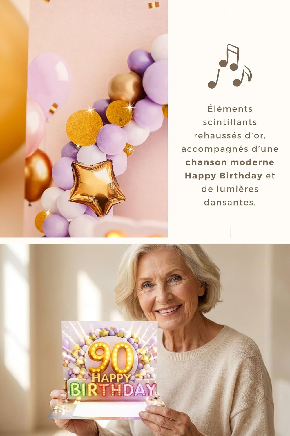 Thumbnail 6 de Joli Coon Carte anniversaire 90 ans – Carte pop-up 3D avec musique et lumière