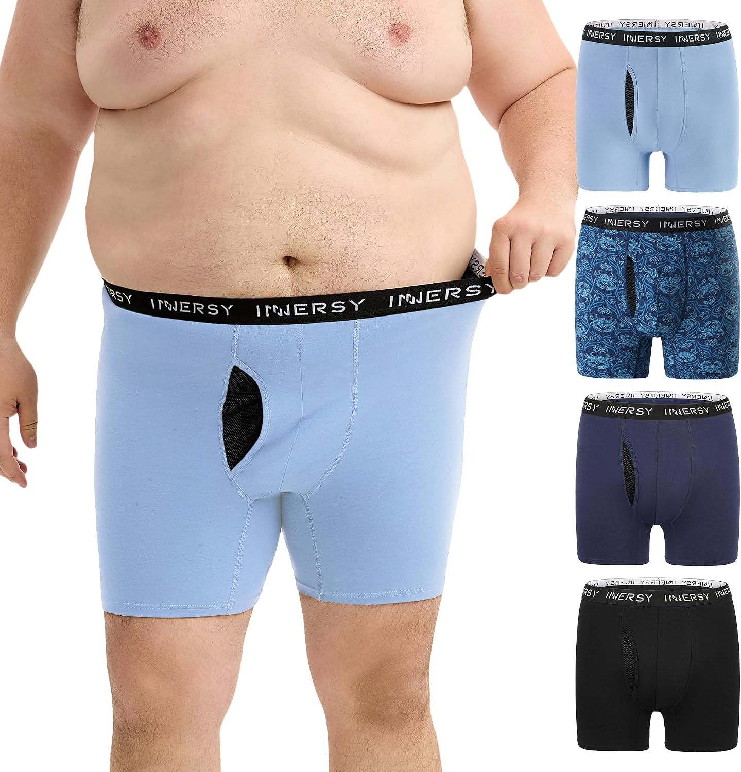 Thumbnail 6 de INNERSY Men's Big and Tall Boxer Briefs Cotton Moisture-Wicking 4-Pack
