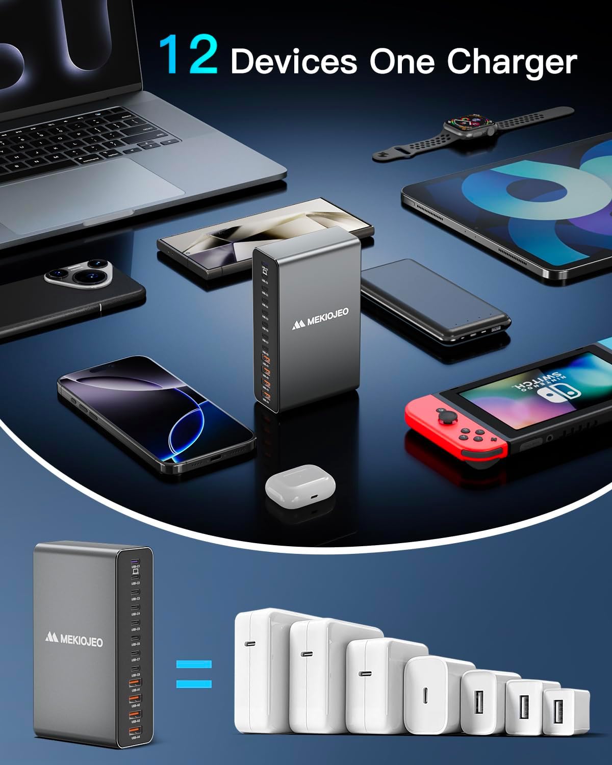 Thumbnail 4 de Aluminum Alloy 380W Charging Station 12-Port USB-C Charger