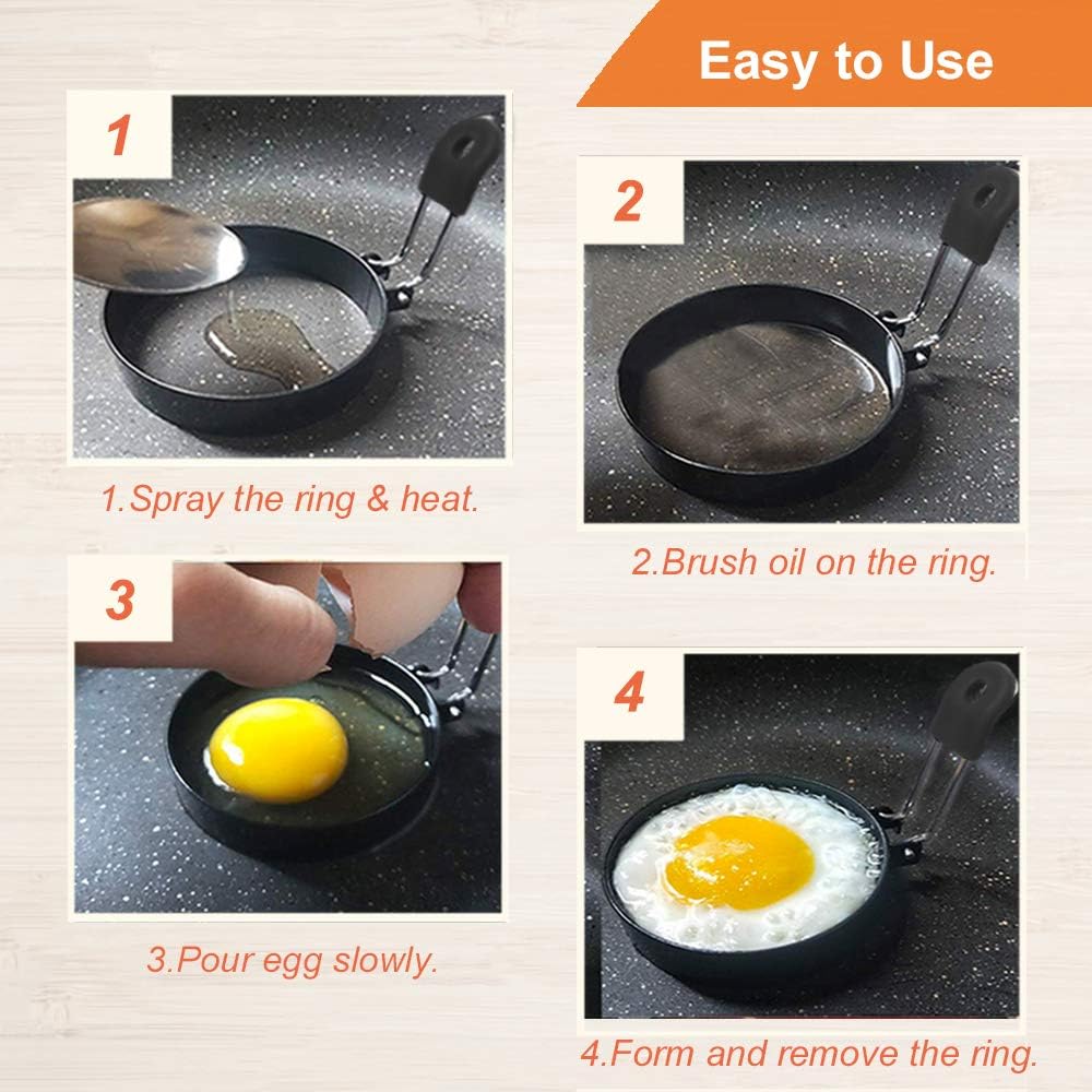 Detalle 2 de COTEY 3.5" Egg Rings Set Nonstick